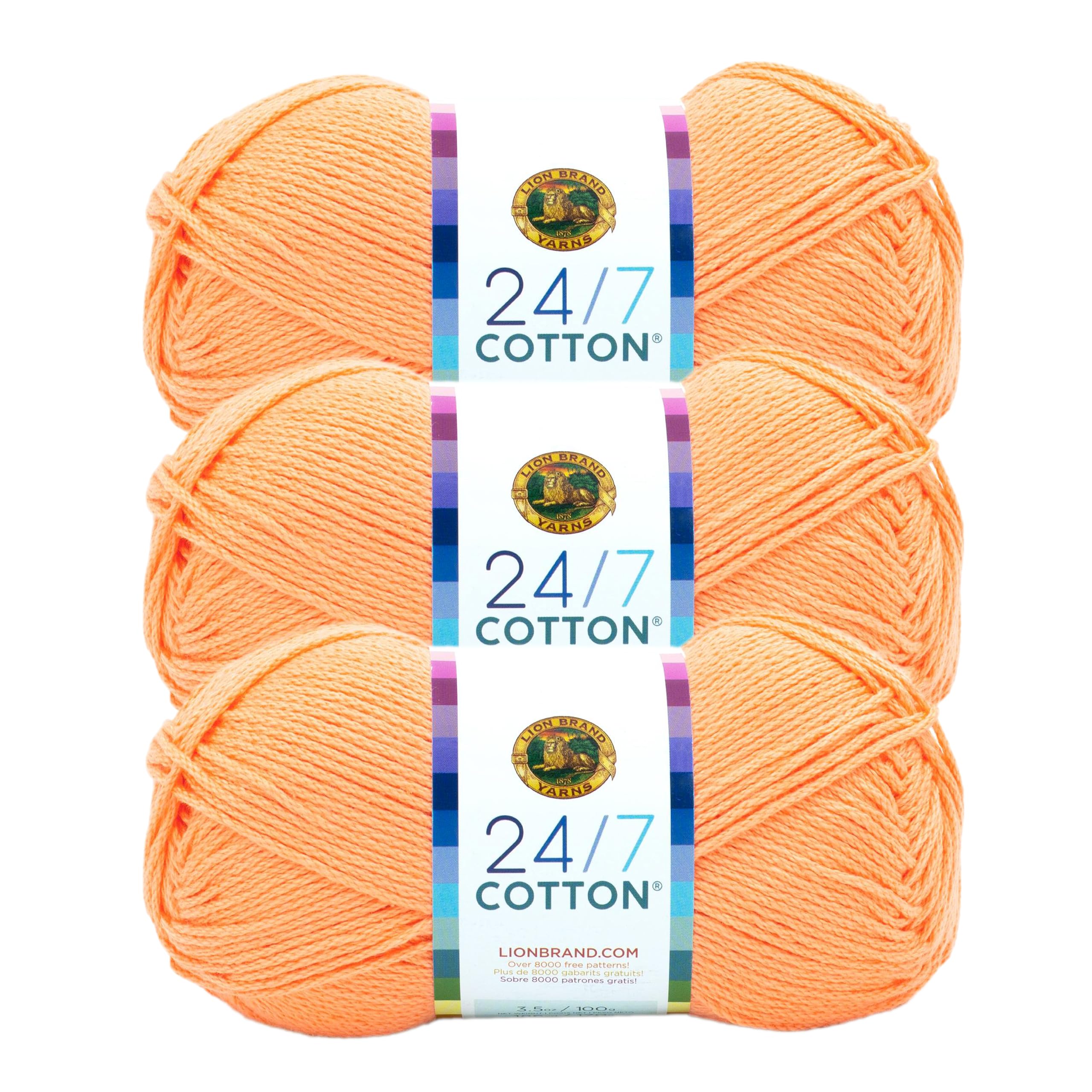 (3 Pack) 24/7 CottonÂ Yarn, Creamsicle