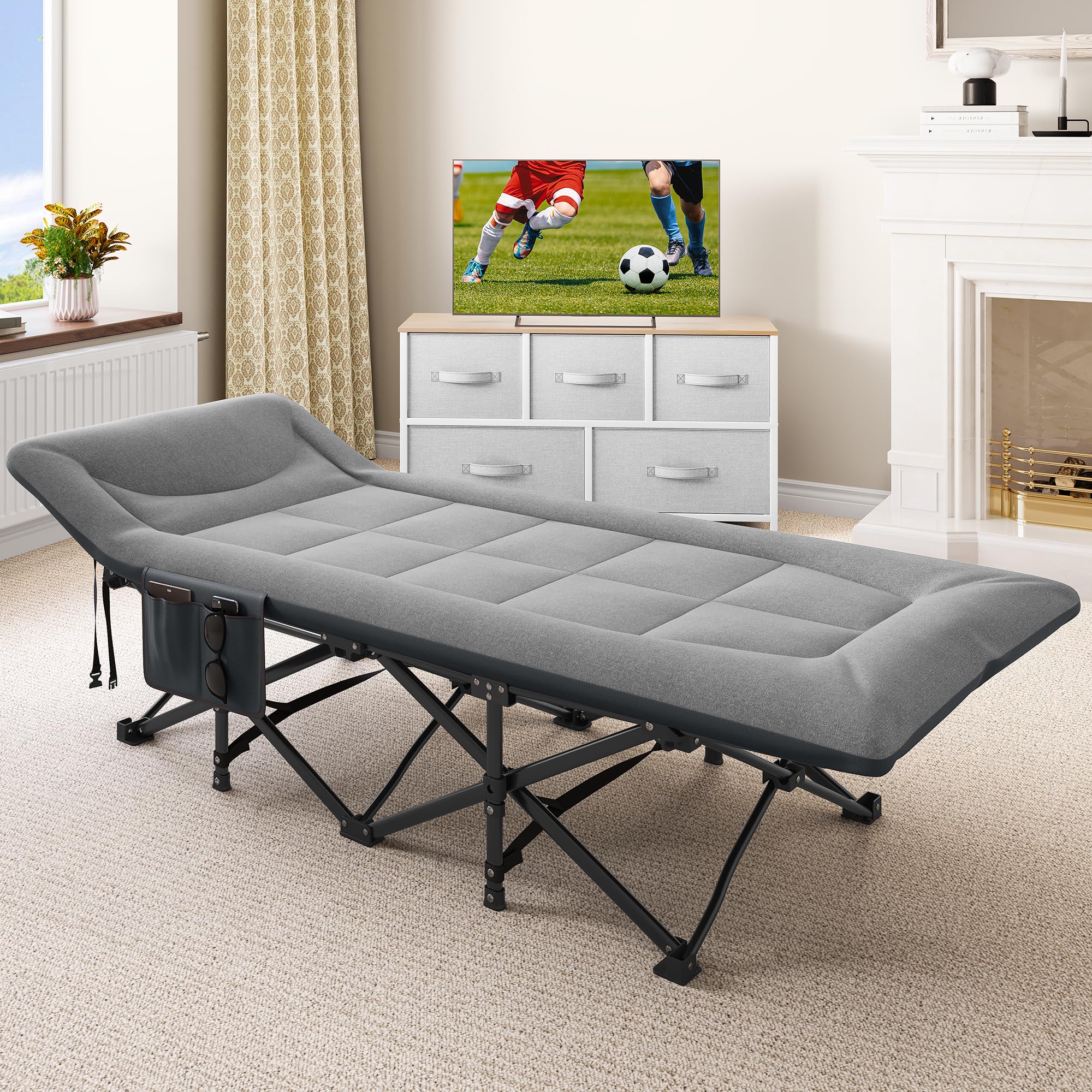 YITAHOME Feldbett Klappbar für Erwachsene, Robustes Campingbett mit Einer Traglast von 260 kg, Starkes Gestell mit Dickeren Rohren, Feldbett mit Tragetasche für Reisen/Büro/Outdoor, Grau