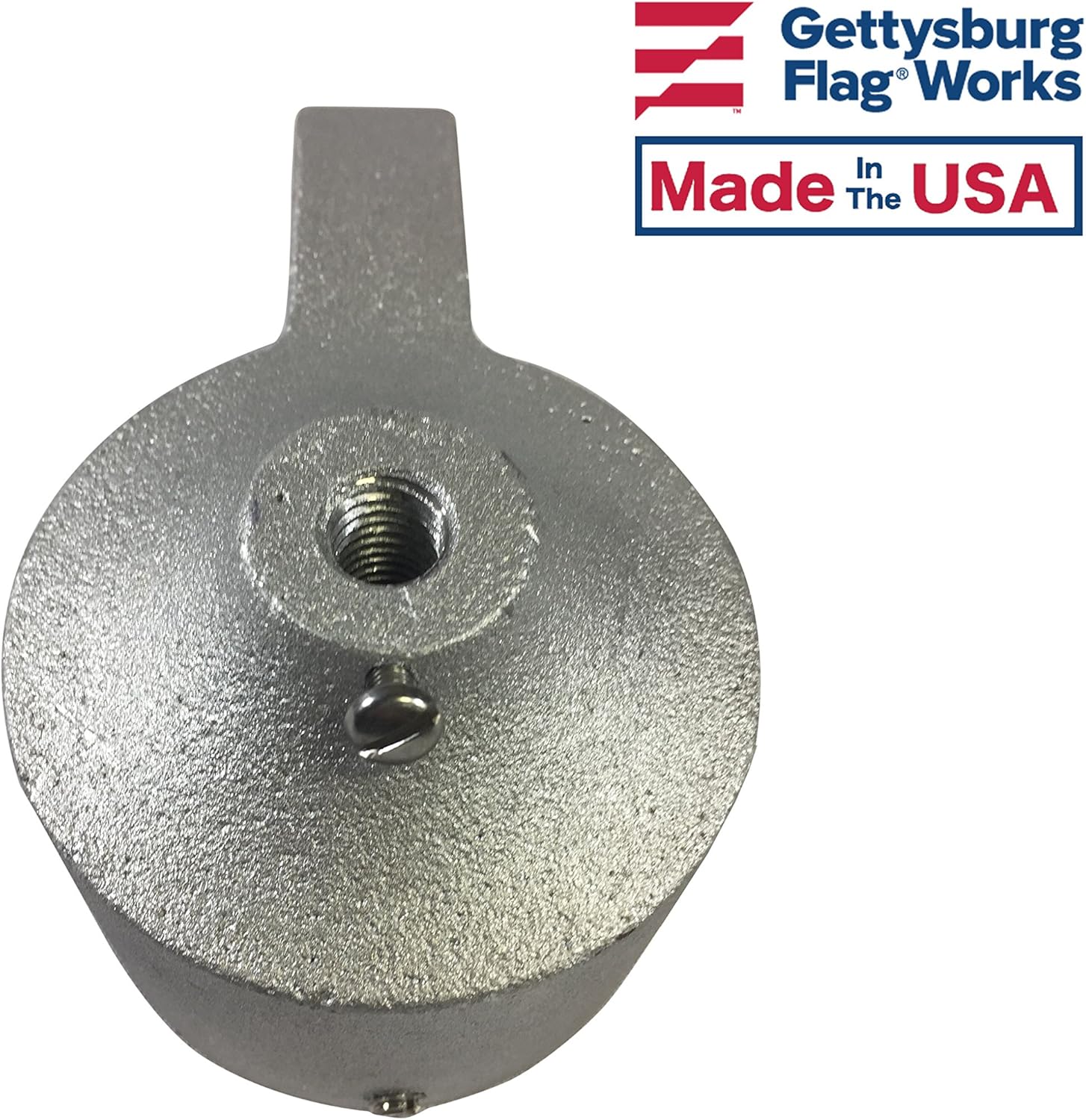 Gettysburg Flag Works 3.5" Single Pulley Cast Aluminum Cap Style Stationary Flagpole Pulley Truck, with Set Screws, Made in USA