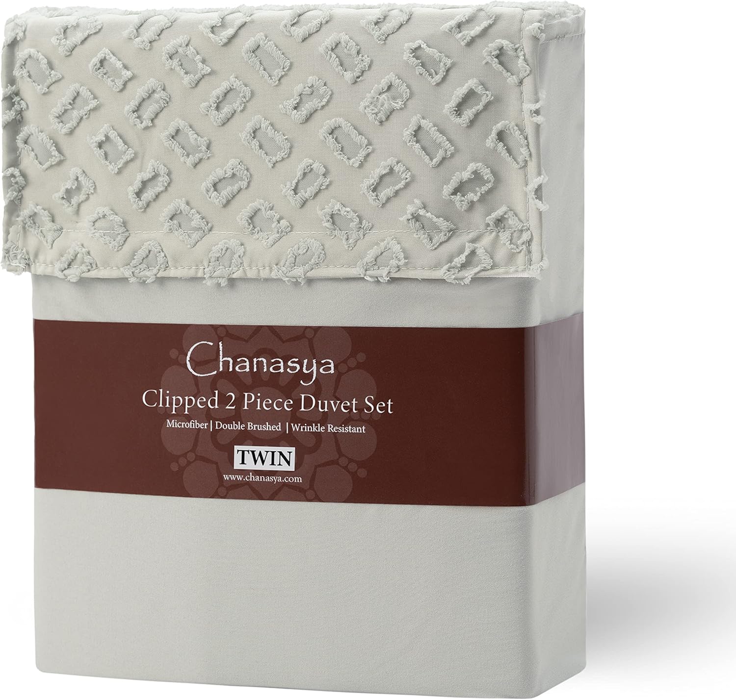 Chanasya Premium Clipped Duvet Set - Tufted Boho Double Brushed Chic Soft Textured Clipped Solid Microfiber Duvet Set - 1 Duvet Cover & Pillow Sham - 2-Piece Set - Sage, Twin Size