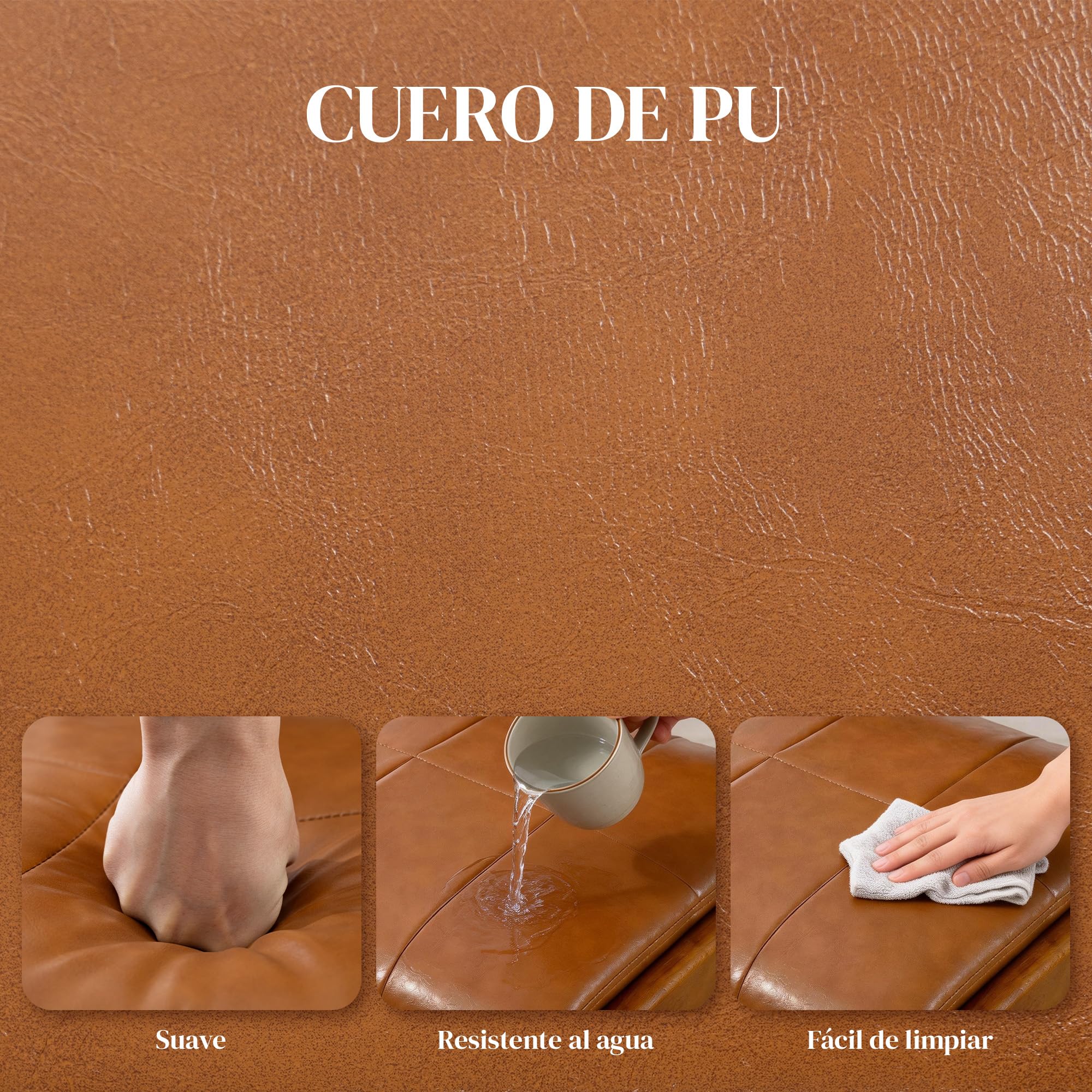 HOMCOM Pack de 2 Sillas de Comedor Tapizadas en PU para Salón Marrón | Sillas de Cocinas Modernas, Asiento Acolchado, Patas de Madera