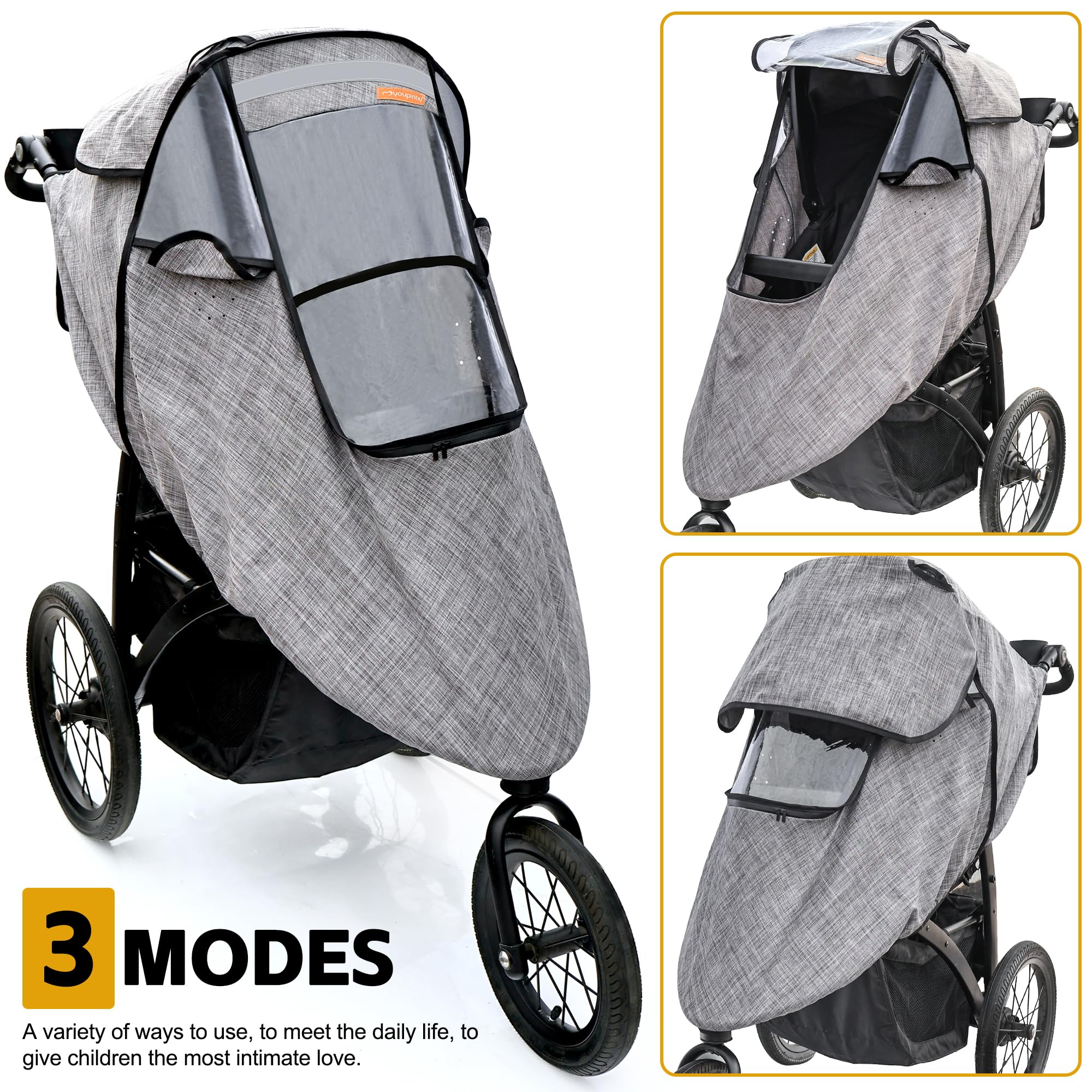 Cubierta impermeable para cochecito, accesorio universal para cochecito, impermeable, protección contra el viento, protege del polvo y la nieve, protector contra el clima de viaje para bebés (gris)