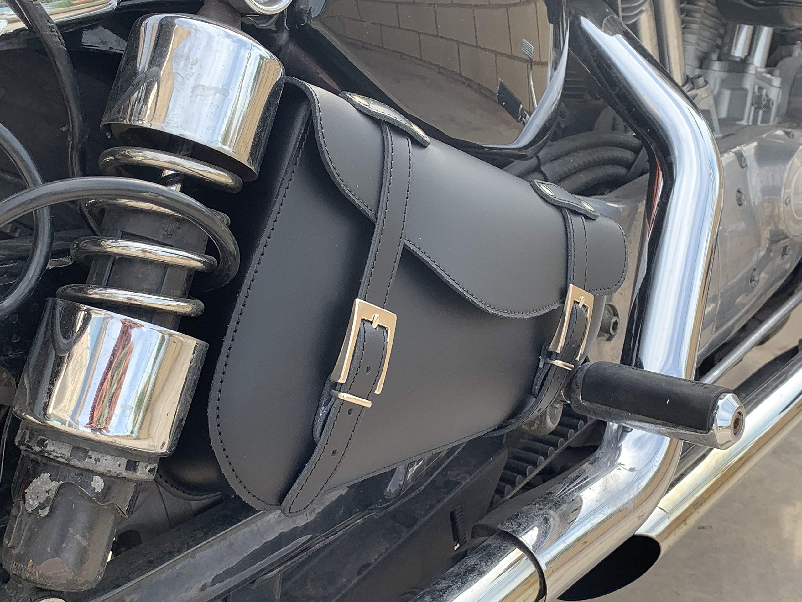 IGUANA CUSTOM - Borsa a forcellone in pelle - Specificamente per il lato destro della Harley Davidson Sportster - Fatto a mano in Spagna in vera pelle