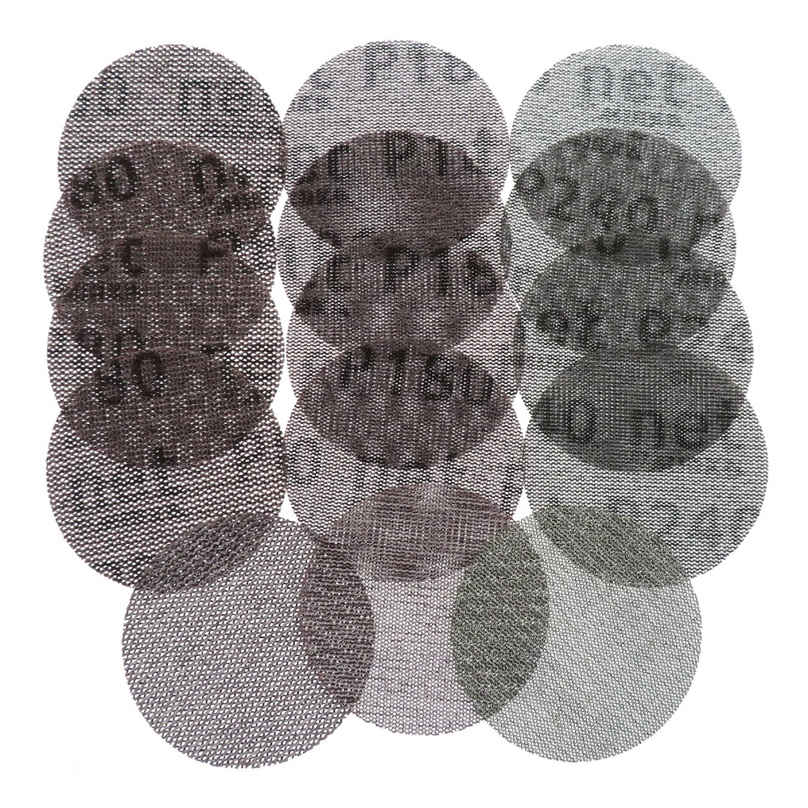 50 pezzi/scatola di carta vetrata da 3 pollici 75 mm, dischi abrasivi a rete automatica, antipolvere, anti-bloccaggio, grana 80/180/240, rimozione a secco, finitura levigatura(180)