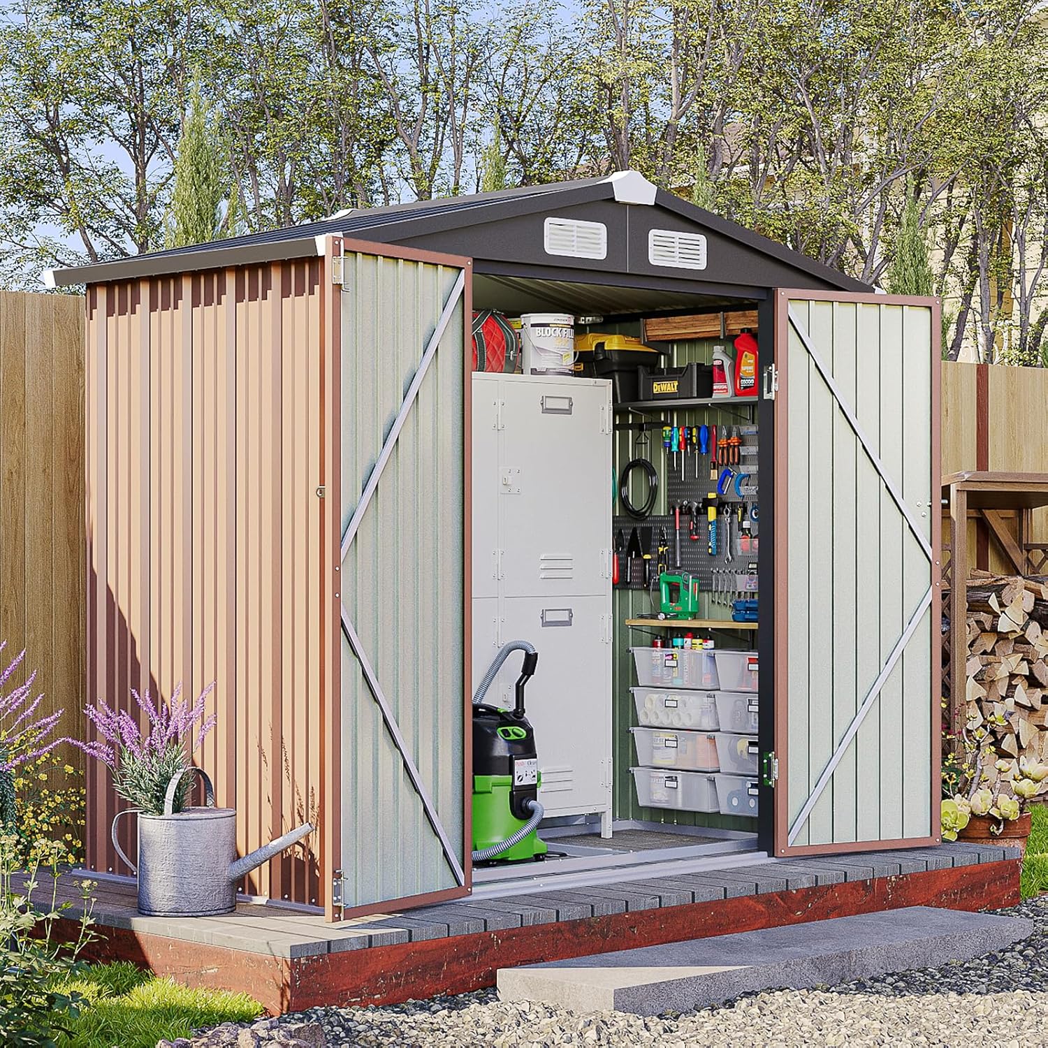 6x4 ft outdoor storage shed with base