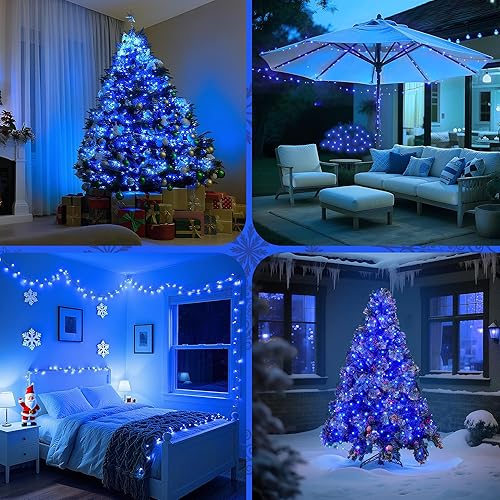 Miniatura 7 de WBao Luces de Navidad para interiores y exteriores, 300 luces LED de 108 pies, súper brillantes con certificación UL, 8 modos de luz, temporizador,
