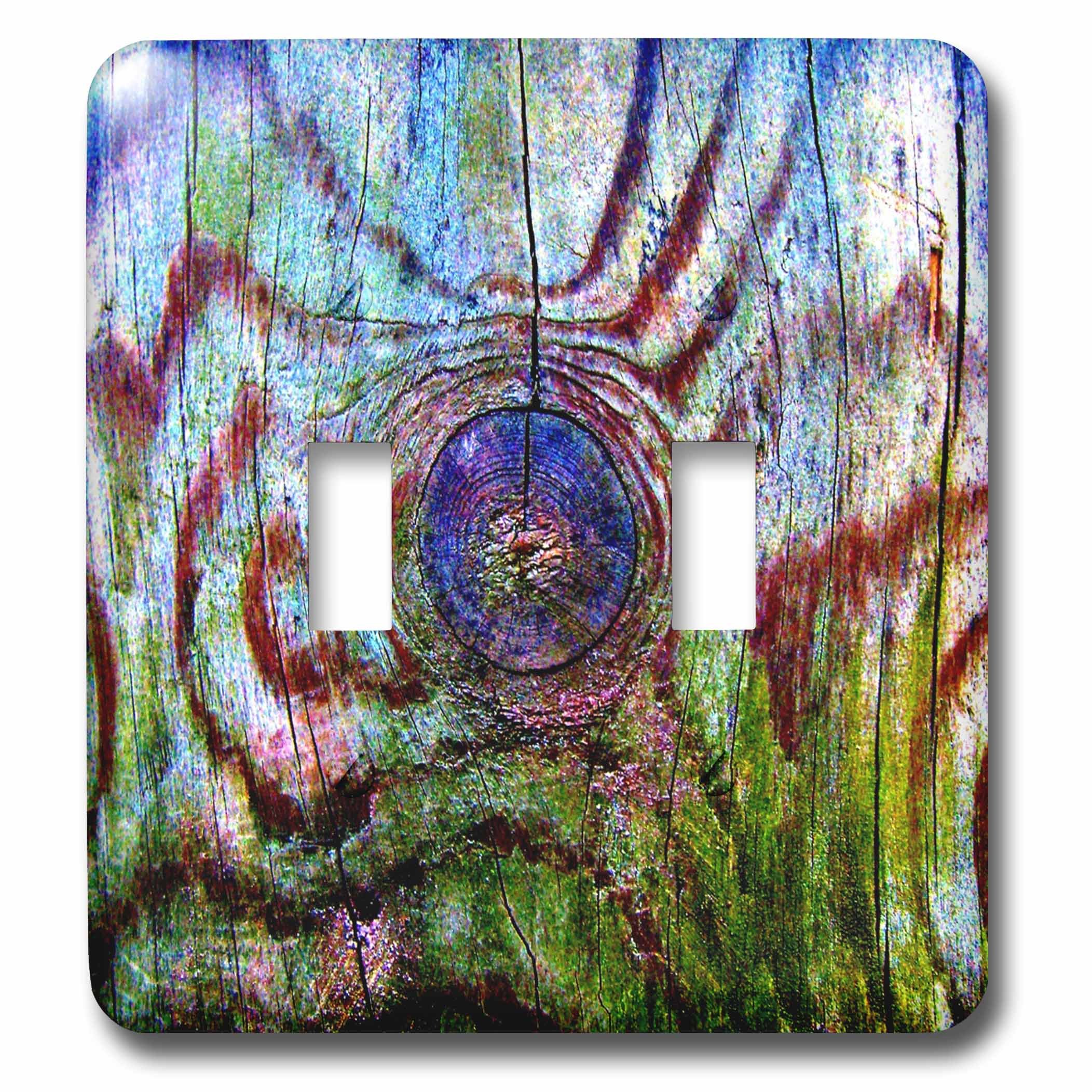 Interrupteur double bascule 3dRose avec motif grain de bois coloré artistique