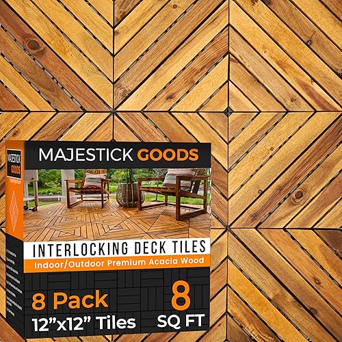 Interlocking Deck Tiles 8 Pack Diagonal - Snap Together Wood