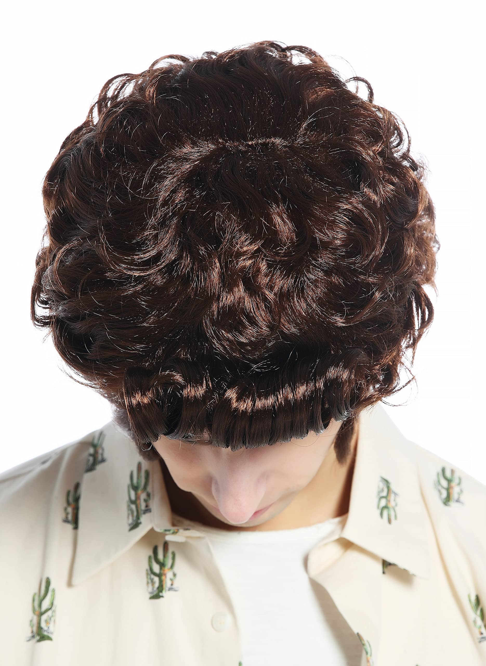 Perruque Homme Rockabilly Banane Ondulée Rouflaquettes Années 50 - Brun Acajou WIG ME UP