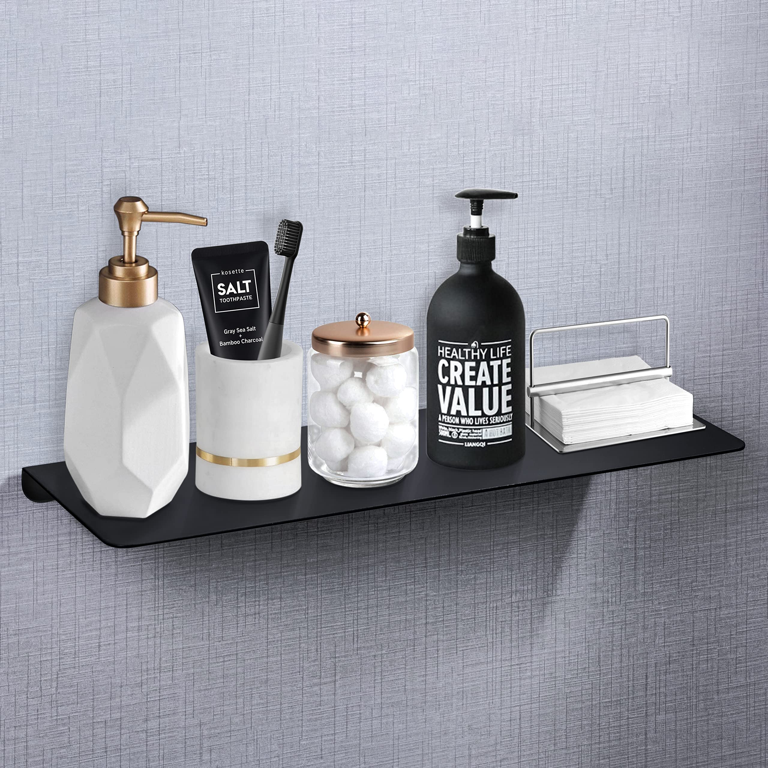 Plantex Aluminium Bathroom Shelf/Floating Shelf/Wall Mounted Shelf for Bathroom/Kitchen/Living Room/Bathroom Organiser (18x5 inches, Black, Powder Coated) (B09QZTXGLB) Amazon Price History, Amazon Price Tracker