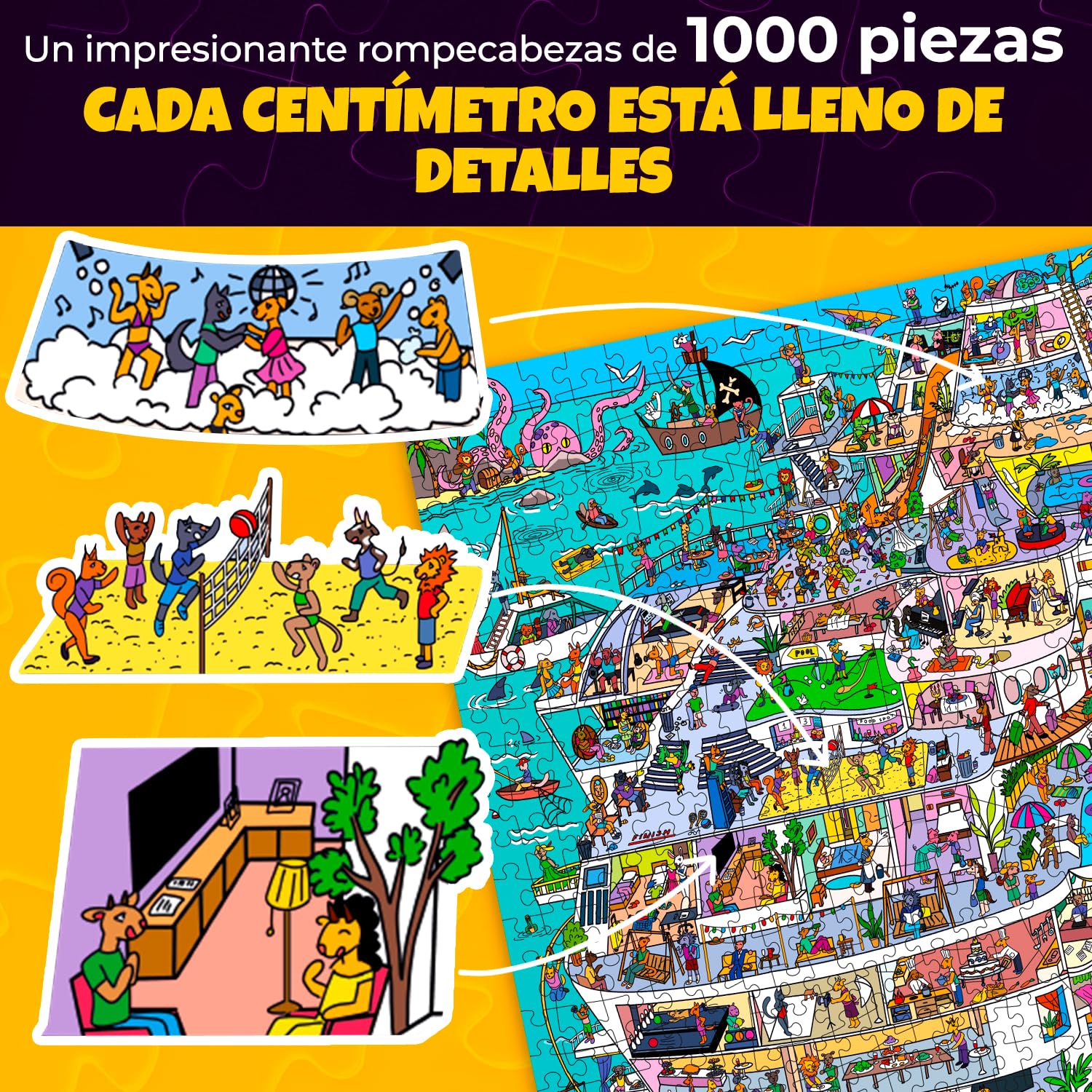 QUOKKA Puzzle 1000 Piezas para Adultos - Vistas de Crucero - Caja Desafíos Extra Divertidos - Impresionante Puzzle de Animales - Regalo Creativo para la Relajación