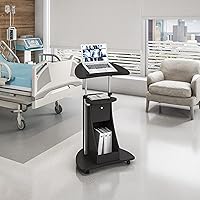 Vista 2 de Techni Mobili - Carrito móvil médico para ordenador portátil, ajustable en altura, color negro, B005