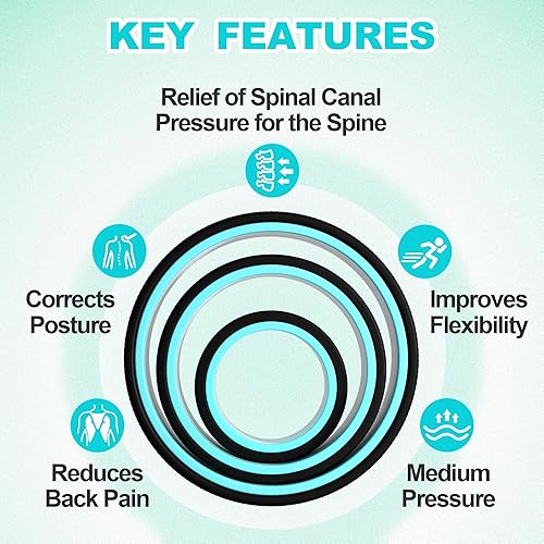 Miniatura 5 de Paquete de 3 rodillos de espalda, rueda de yoga para aliviar el dolor de espalda y estiramiento, rueda trasera para masaje de tejido profundo,