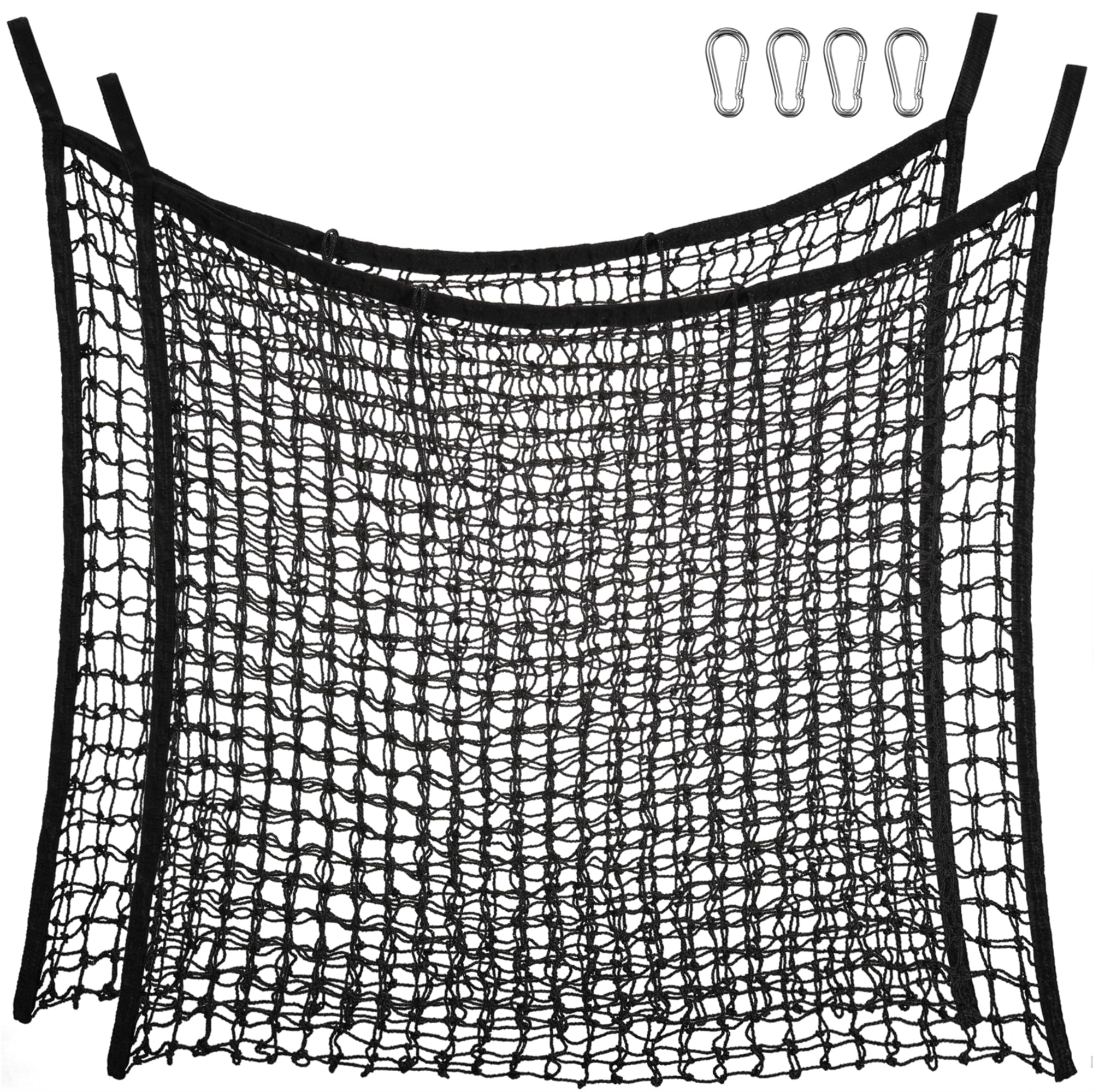 Navaris Siatki do siana dla koni, 2 sztuki, siatka podtrzymująca z małymi i średnimi otworami na siano, siatka na siano, powolne jedzenie koni, 80 x 90 cm, czarne siana