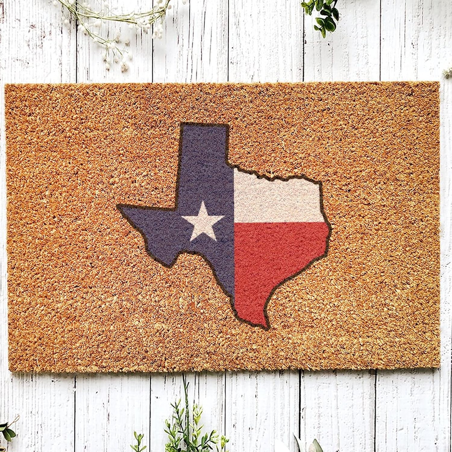 Texas Flag Welcome Coir Doormat Texas Map Indoor/Outdoor Decorative Doormats USA State Farmhouse Entrance Rug Mats for Home Office Patio Housewarming Gifts 24x36 inch