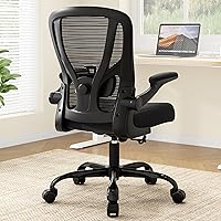 Vista 9 de Silla de oficina ergonómica de escritorio, silla de computadora de malla, silla de trabajo transpirable con ruedas, soporte lumbar ajustable, sillas