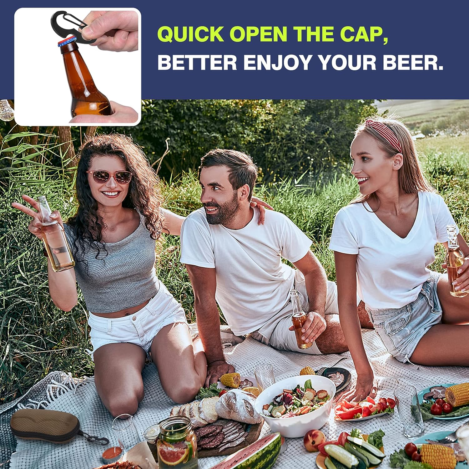 MoKo Semi Hard Shell Sunglasses Case, Unisex Protective Eyeglass Case Glasses Case Holder with Metal Hanging Hook - Image 6