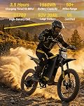 Jasion Patrol 52 Vélo électrique pour adultes et adolescents4000W Hauteur maximale 40MPH Vélo électrique avec 52V 30AH 1560Wh Batterie E Dirt Bike,50-Mile Gamme,19'/17'' Pneus hors route, Freins hydrauliques complets et suspension double