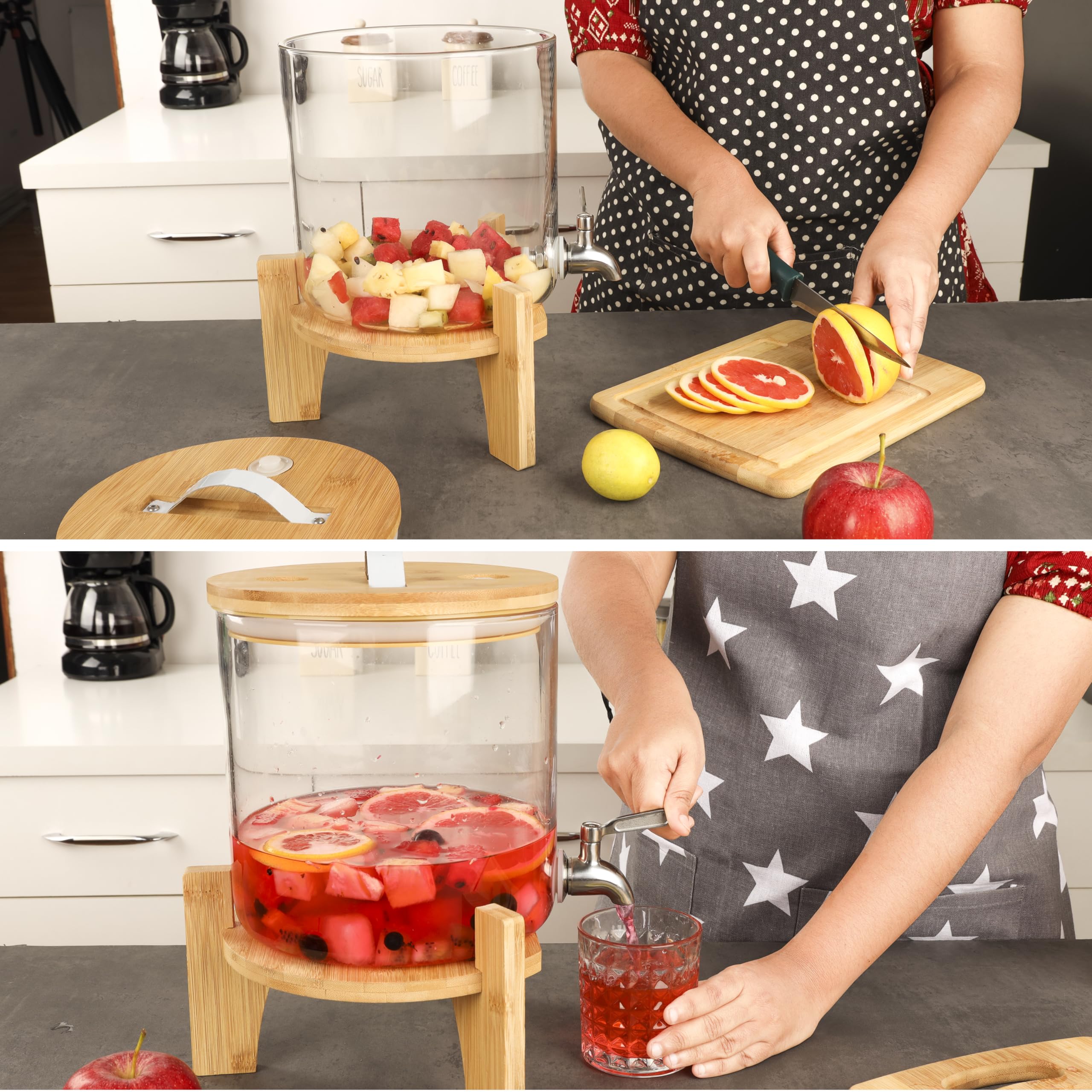 XXL Getränkespender 9 Liter Mit Zapfhahn - Glas-Dispenser Für Partys (B-Ware)