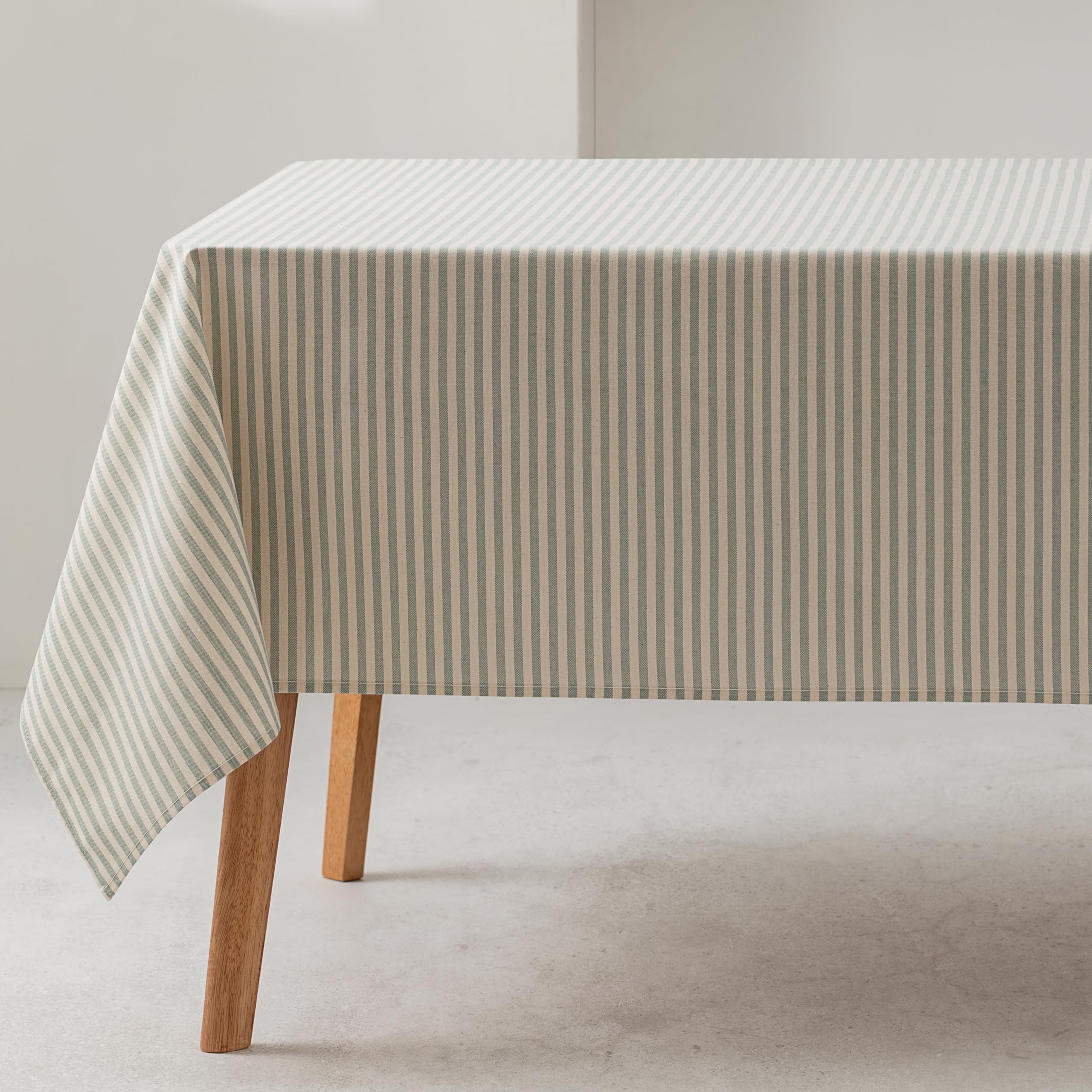 GAMUSI Mantel Antimanchas Rectangular Rayas Finas Agua Impermeable Tacto Tela 100% algodón Lavable Interior y Exterior 140x240 cm