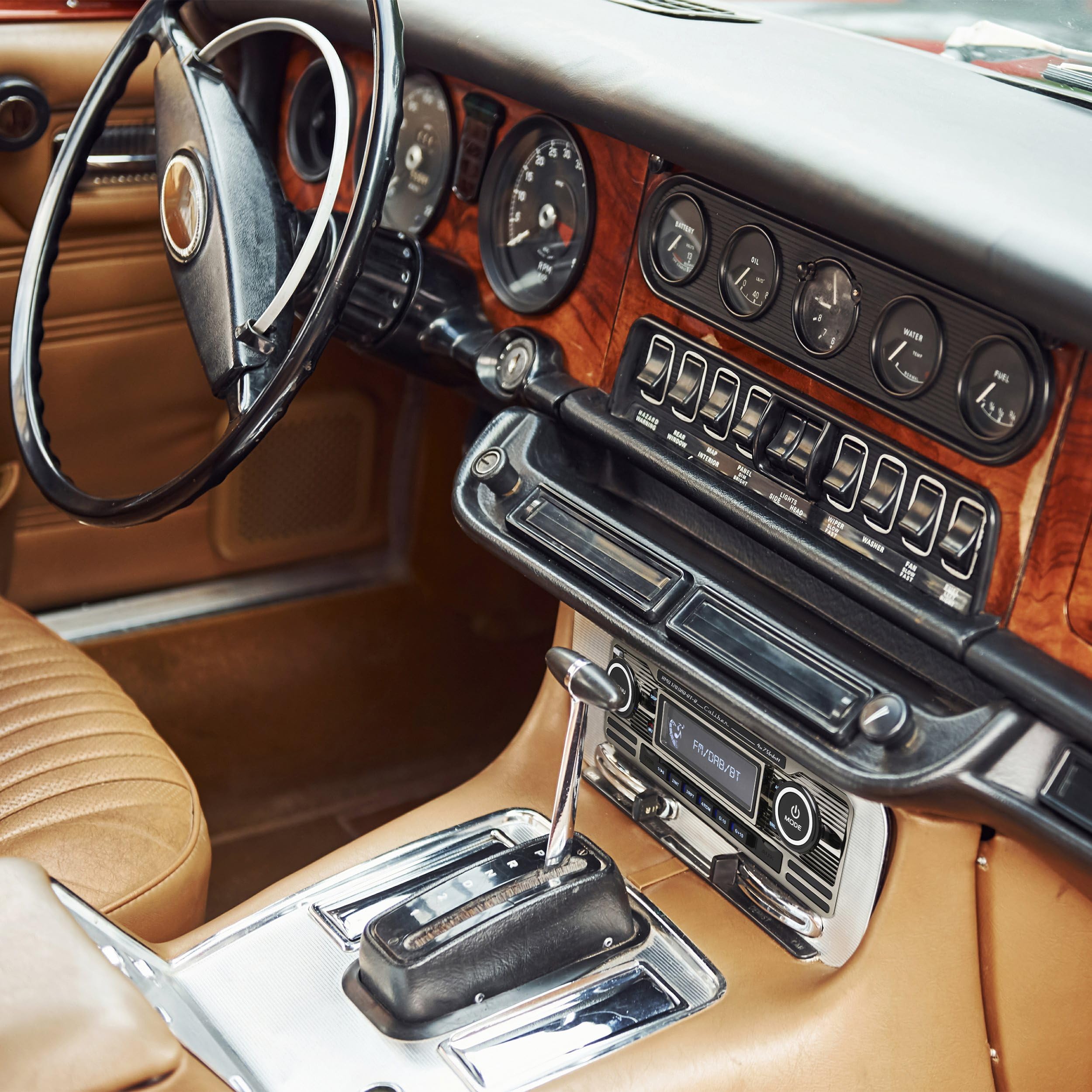 Caliber RMD120DAB-BT-B - radio samochodowe z Bluetooth, DAB+ - wygląd retro czarny chrom