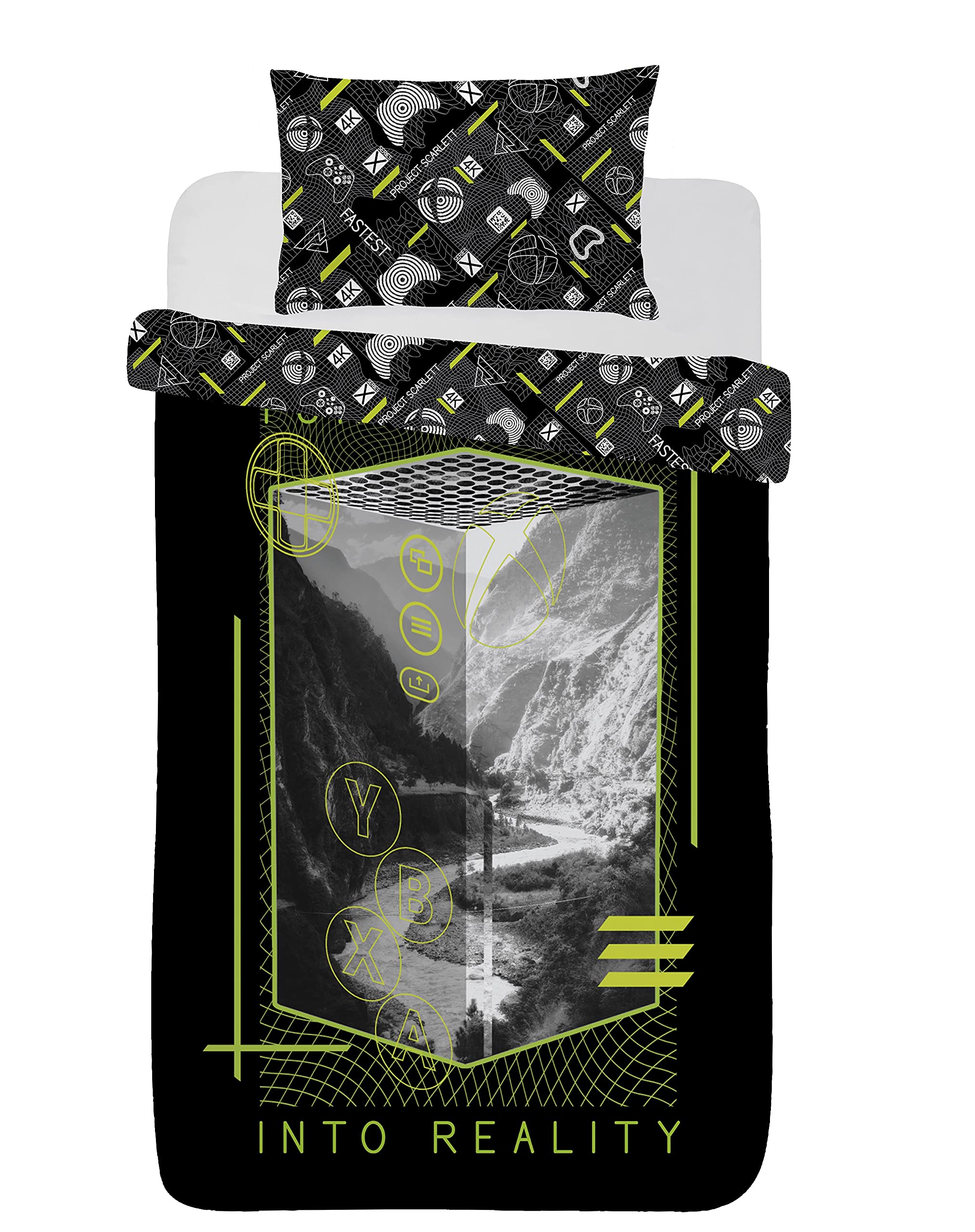 Cna Stores Black Xbox Single Duvet Cover Set Reversible Gamers Bedding With Pillowcase