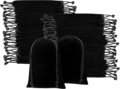 Bolsas de regalo de terciopelo con cordón - Venta al por mayor (5 x 7 pulgadas, paquete de 50, negro)