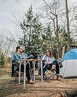 Vista 14 de Camco Mesa de camping plegable de bambú con patas de aluminio, parte superior de bambú natural mide 25 ½ x 19 ¾ pulgadas y soporta hasta 85 libras