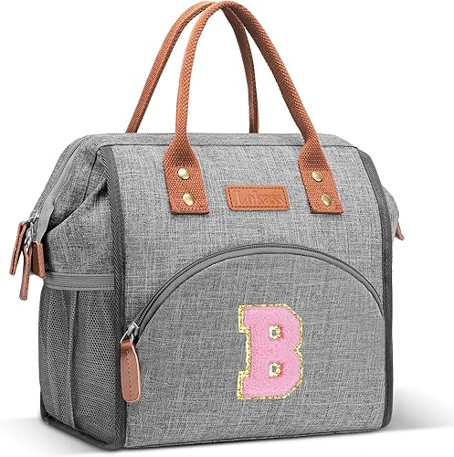 Miniatura 1 de LOKASS Lonchera para mujeres, bolsa de almuerzo aislada con inicial para adultos, bolsa de almuerzo reutilizable para el trabajopicnic, regalos