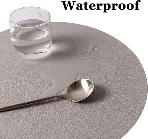 Miniatura 2 de Manteles individuales y posavasos lavables de cuero, impermeables, resistentes al calor, fáciles de limpiar para mesa de comedor, juego de 4