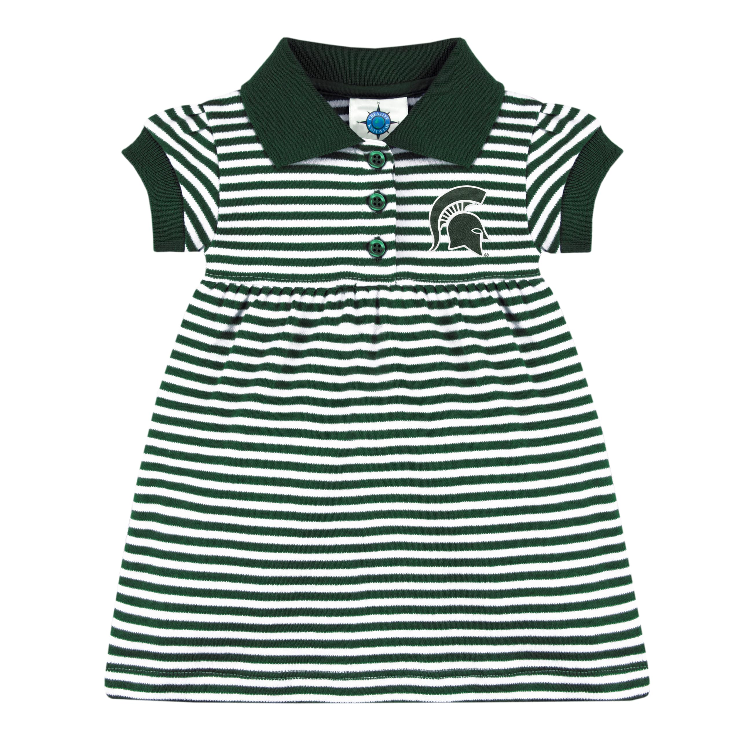 Michigan State University Spartans Striped Game Day Dress with Bloomer Green/White 3-6 Months