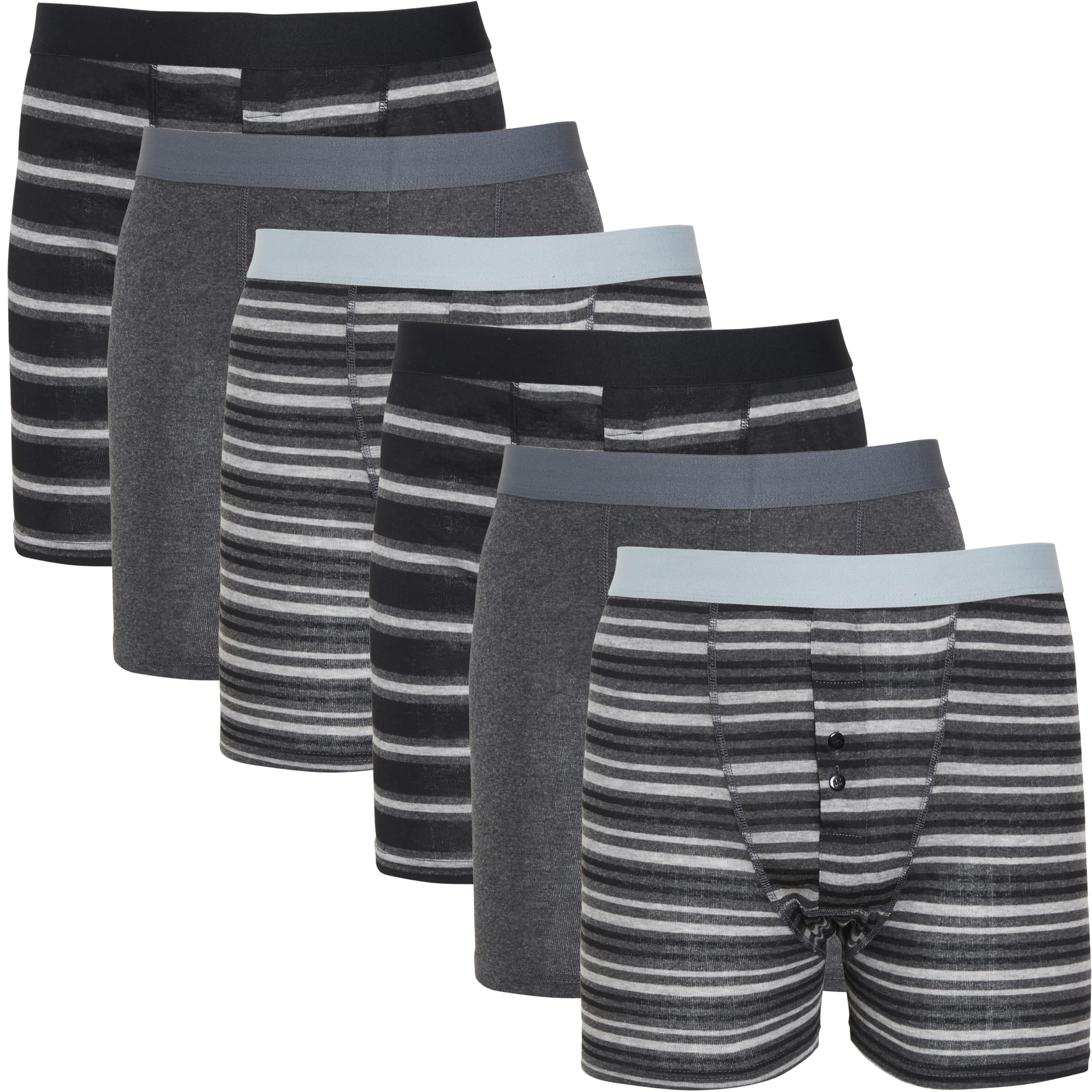 Sock Stack Men's Black Stripe Boxer Short Striped Boxers Cotton Stretch Boxershorts Underwear For 6 Pairs, -Xx Large Mb010