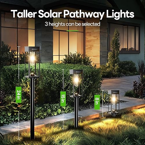 Miniatura 7 de Juego de 8 luces de camino solar para exteriores, impermeables IP65, luz LED de 3000K, encendido/apagado automático, para paisaje, camino, jardín,