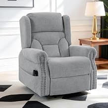 Electric Power Lift Recliner with Massage and Heating, Standing-Assist Lazy Recliner Chair with Upholstery Tacks, Chenille Gray