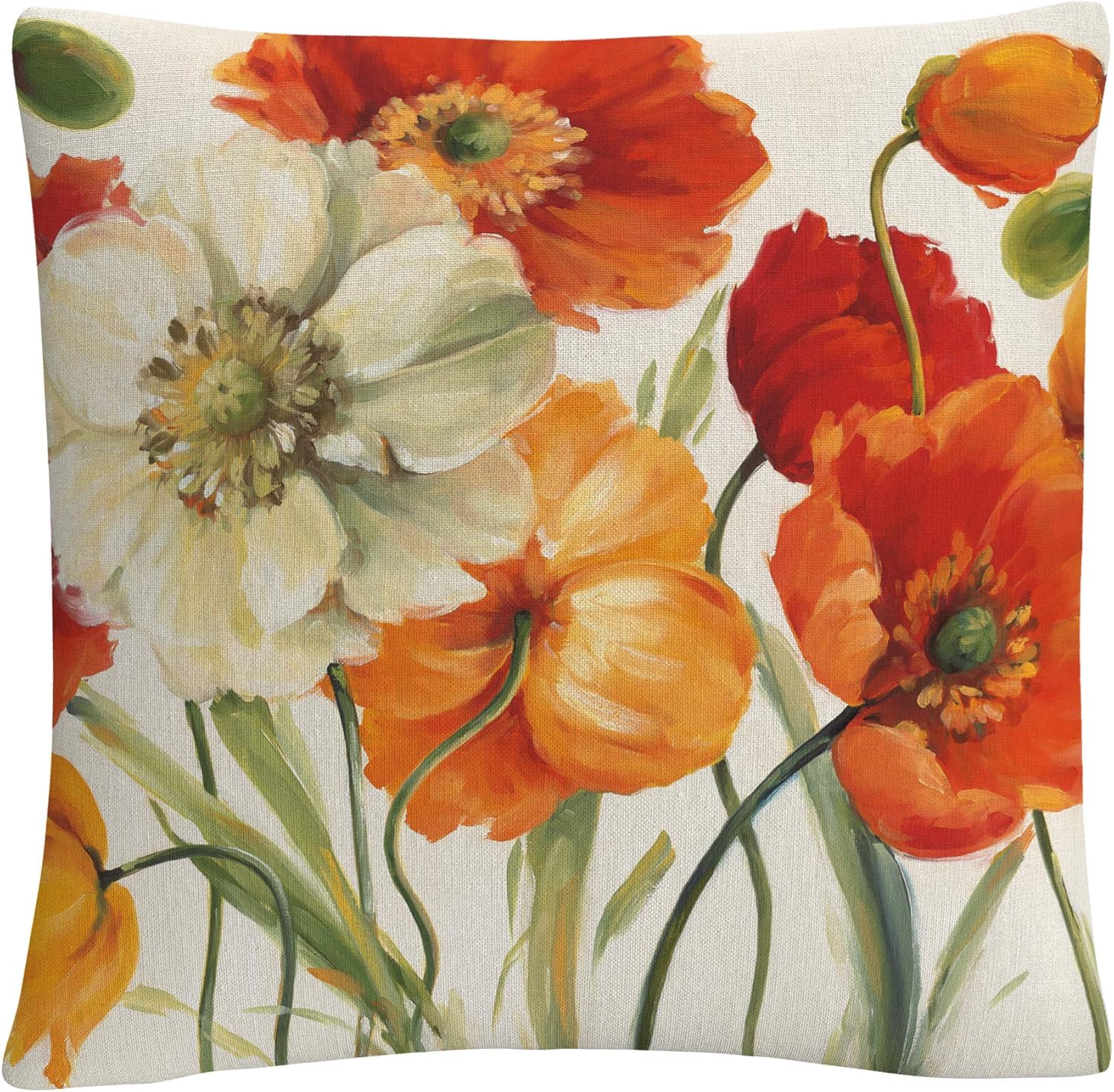 Trademark Fine Art Poppies Melody I by Lisa Audit, 16x16 Decorative Throw Pillow