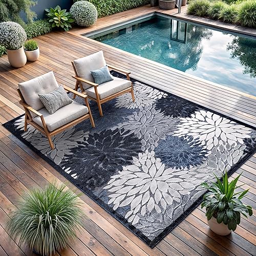 Miniatura 337 de CAMILSON Indoor Outdoor Rug 5x7 Bohemian Medallion Floral Area Rugs for Indoor and Outdoor Patios Easy-Cleaning Non-Shedding Living Room Garden and