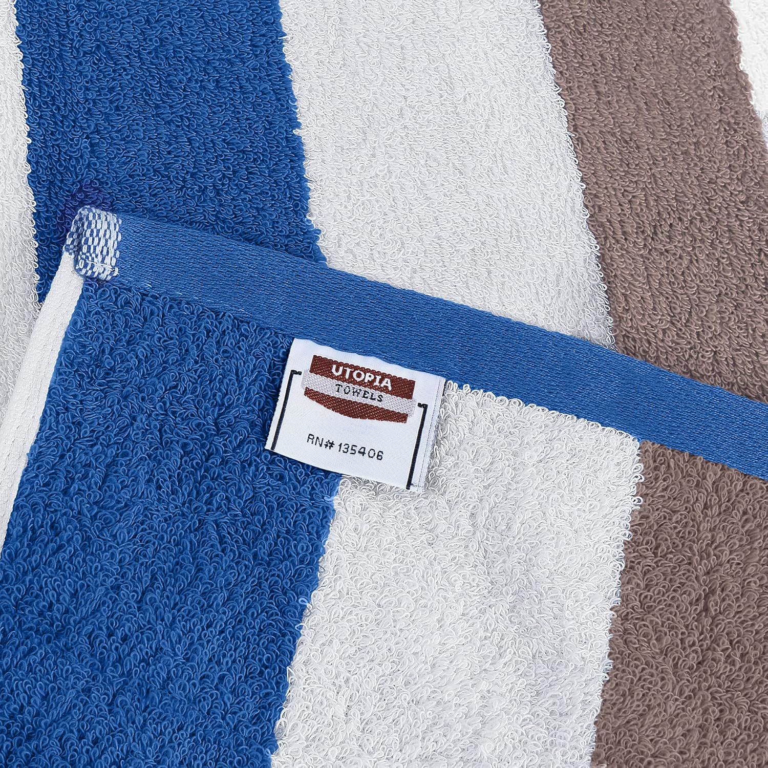 Utopia Towels, 35 by 70 Inches Beach Towel, 100% Ring-Spun Cotton Jumbo Bath Sheet, 600 GSM Highly Absorbent, Super Soft & Quick-Dry Towel, Blue, Beige