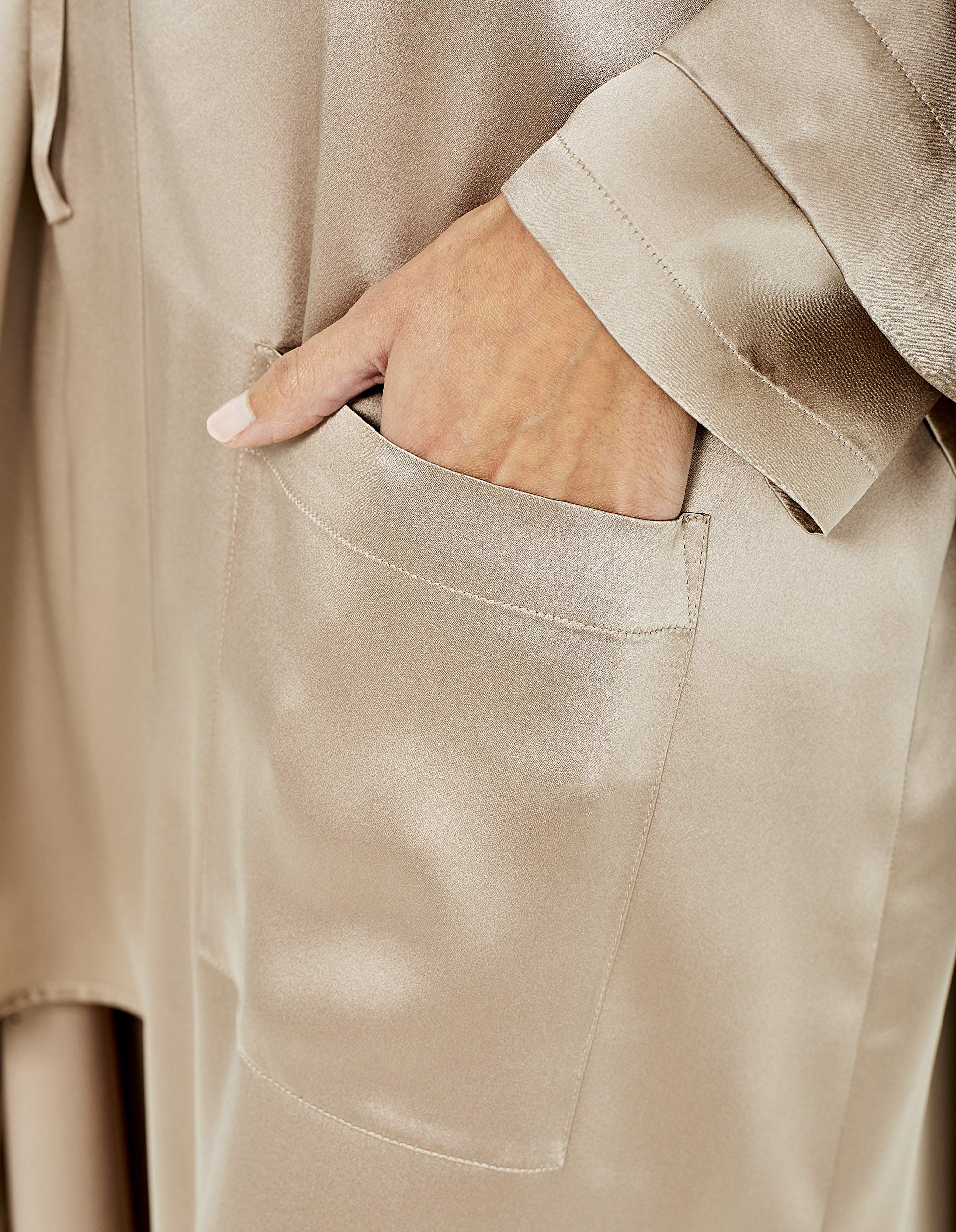 Jadee Damen Kimono Seide Hausmantel Bademantel Morgenmantel lang aus 100% Seide