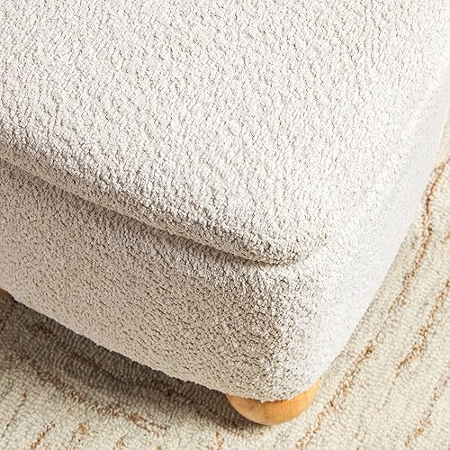 Miniatura 6 de Walker Edison Linley - Otomana contemporánea Bouclé de almacenamiento, con patas de madera, color marfil