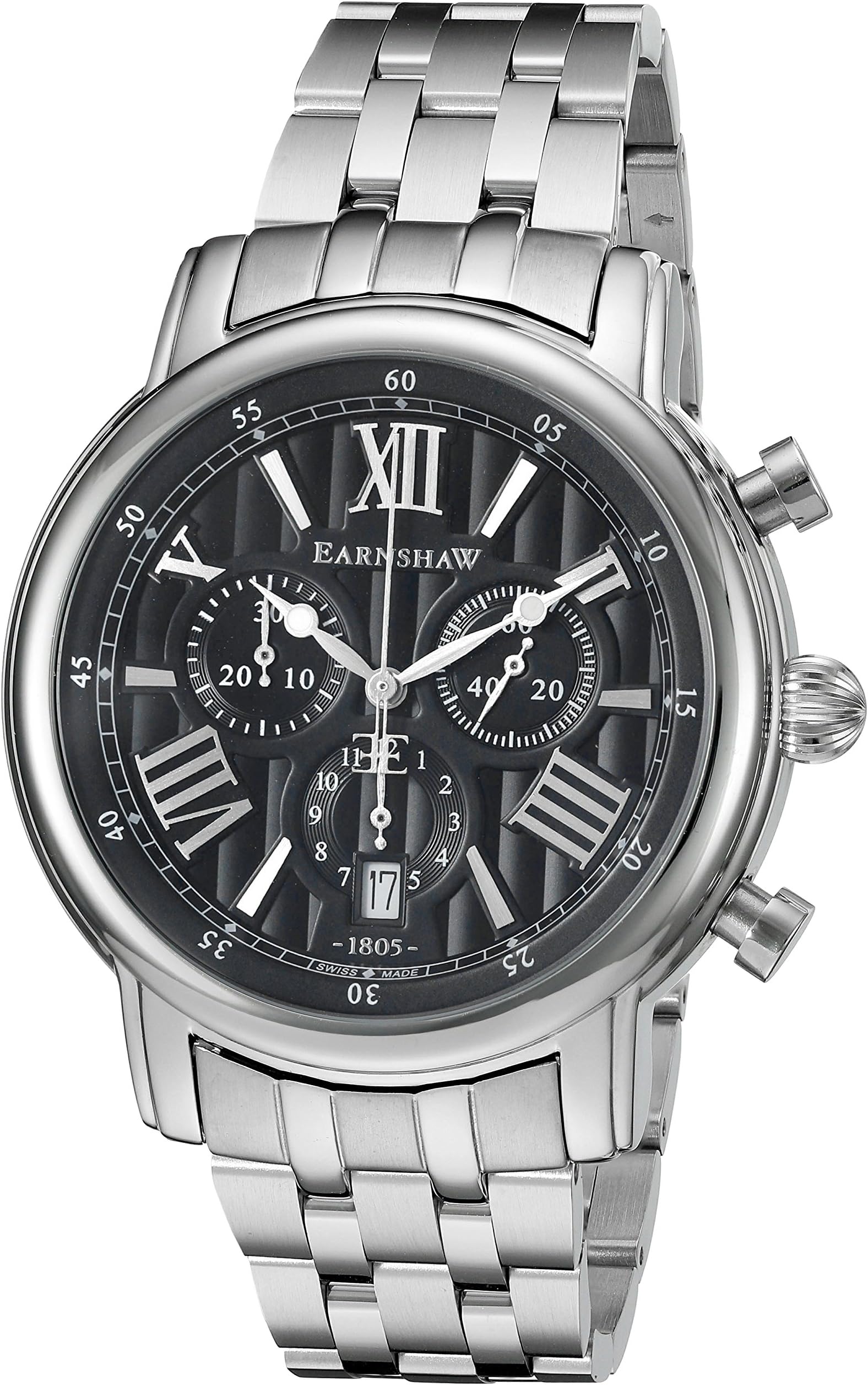 Thomas Earnshaw Men's 'Longcase 43' Swiss Quartz Stainless Steel Dress Watch (Model: ES-0016-11)