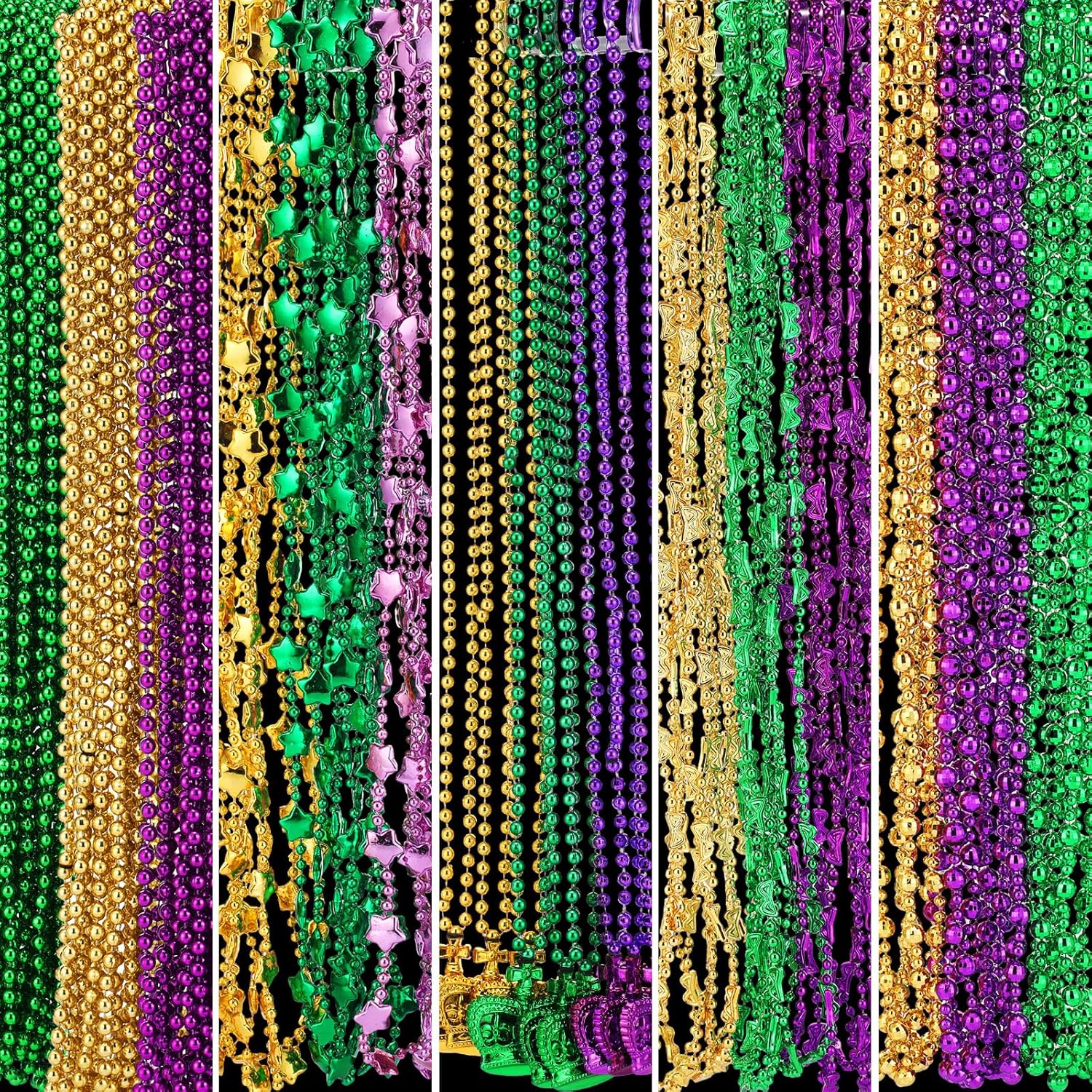 Jexine 500 Pcs Mardi Gras Beads Necklaces Bulk 33 Colorful Beaded Necklace Mardi Gras Accessories Women Men Party Beads Festival Parade Throws for Christmas Carnival Easter Birthday Decorations