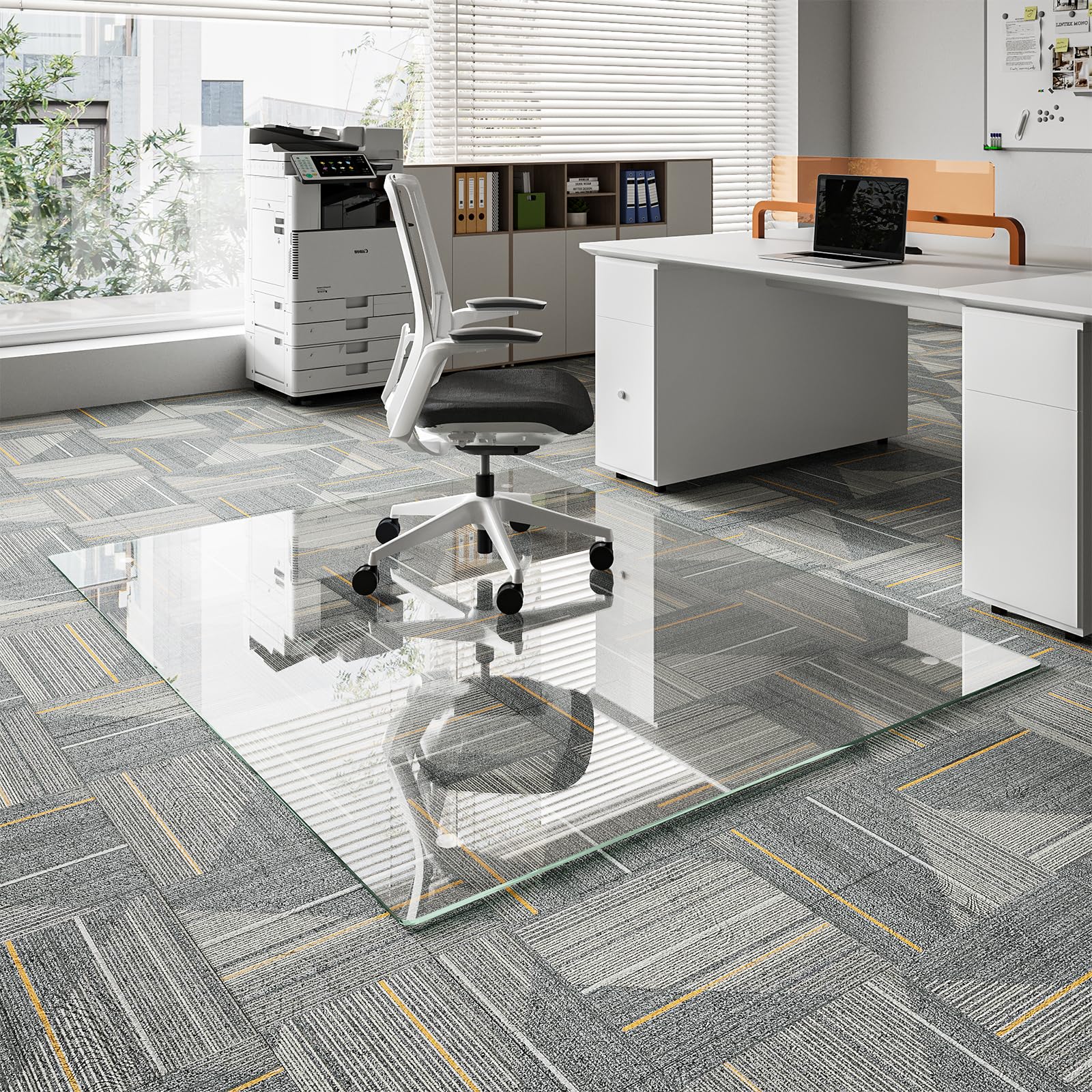 Photo 1 of Koonmi Glass Chair Mat for Carpet, 48"x60" Tempered Glass