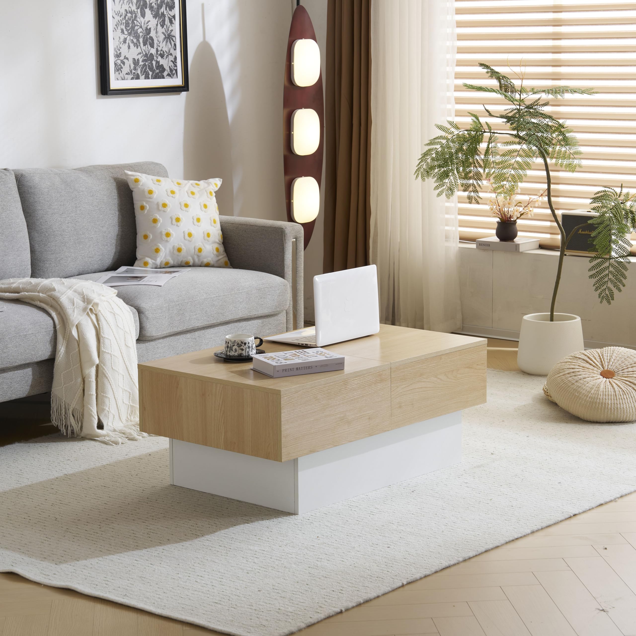 Amazon.co.jp: ローテーブル 収納付き センターテーブル 大容量