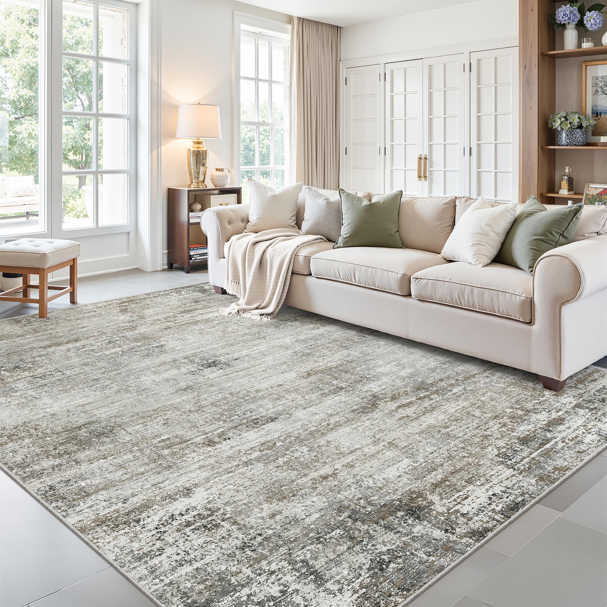 zesthome Area Rug 6x9 Living Room, Modern Abstract Large Washable Rug Green