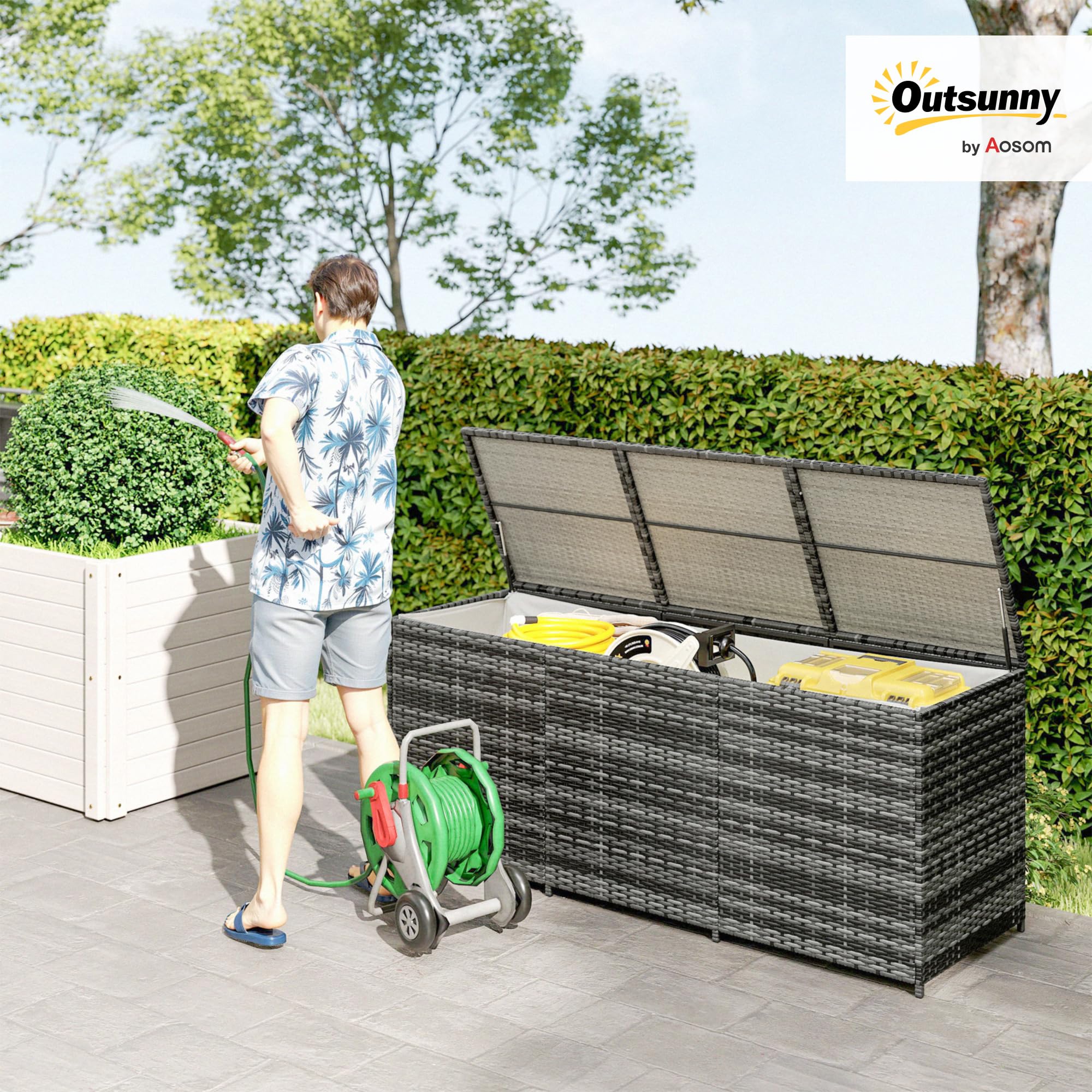 Amazon.com: Outsunny 175 Gallon Outdoor Storage Box with Inner