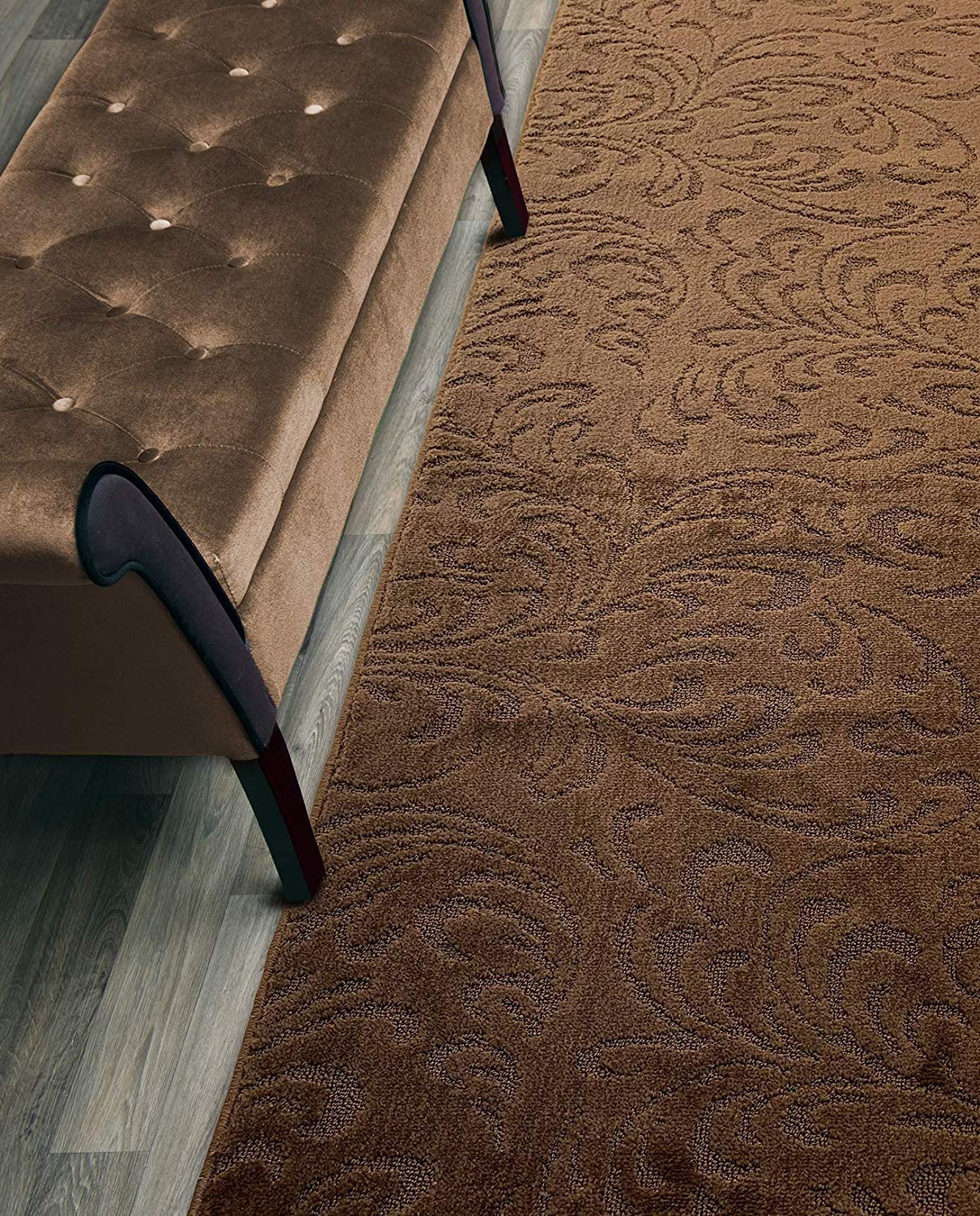 8 FT Long Non-Slip Washable Brown Carpet Runner Rug with Rubber Backing (26" X 8'), Custom Floor Mat for Kitchen Hallway Stairs Bedroom Bathroom