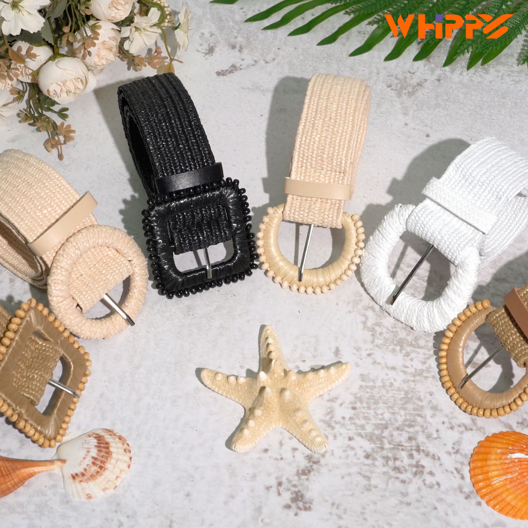 WHIPPY 3 Pack Straw Woven Elastic Stretch Waist Belt Fashion Boho Dress Braide WHIPPY 3 Packs Women Straw Woven Elastic Stretch Jamaica | Ubuy main image 3