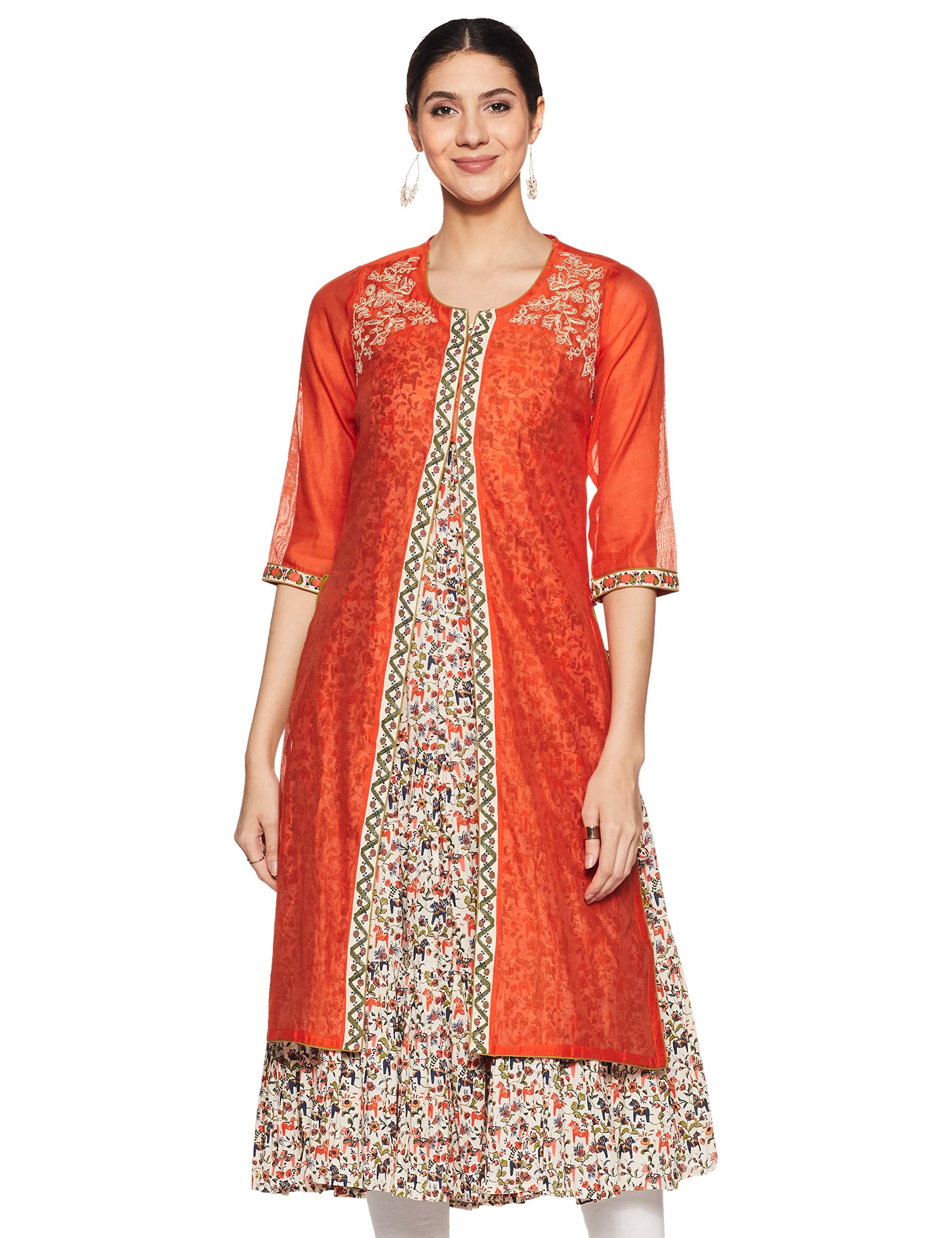 BIBAWomen's Sharara Kurta (MNMART In T14166, Orange 32)