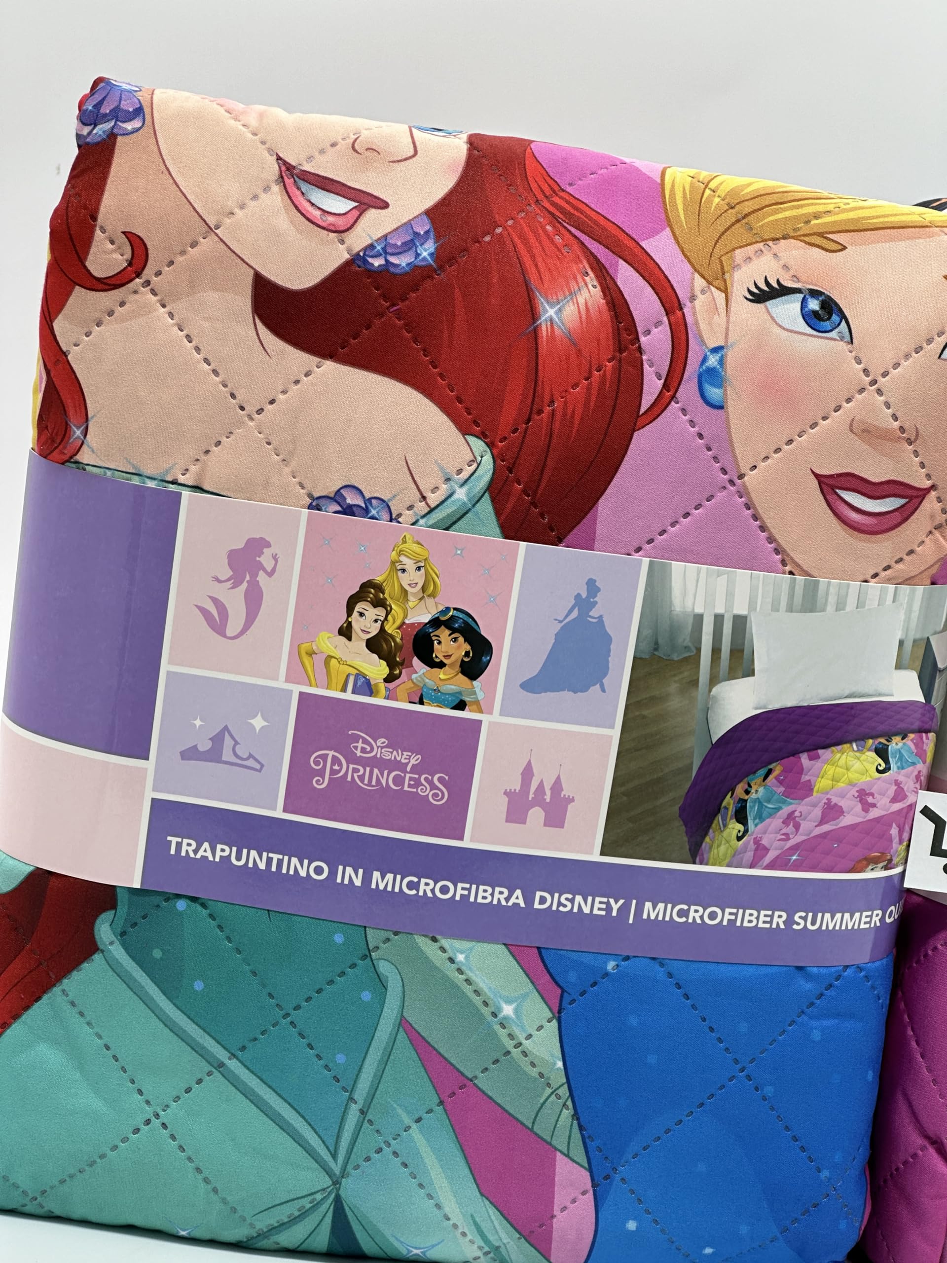 Riad Arredo Trapuntino Singolo Primaverile Estivo Cartoni Animati Morbida Microfibra - Copriletto Trapuntato Leggero Bambini (Principesse)