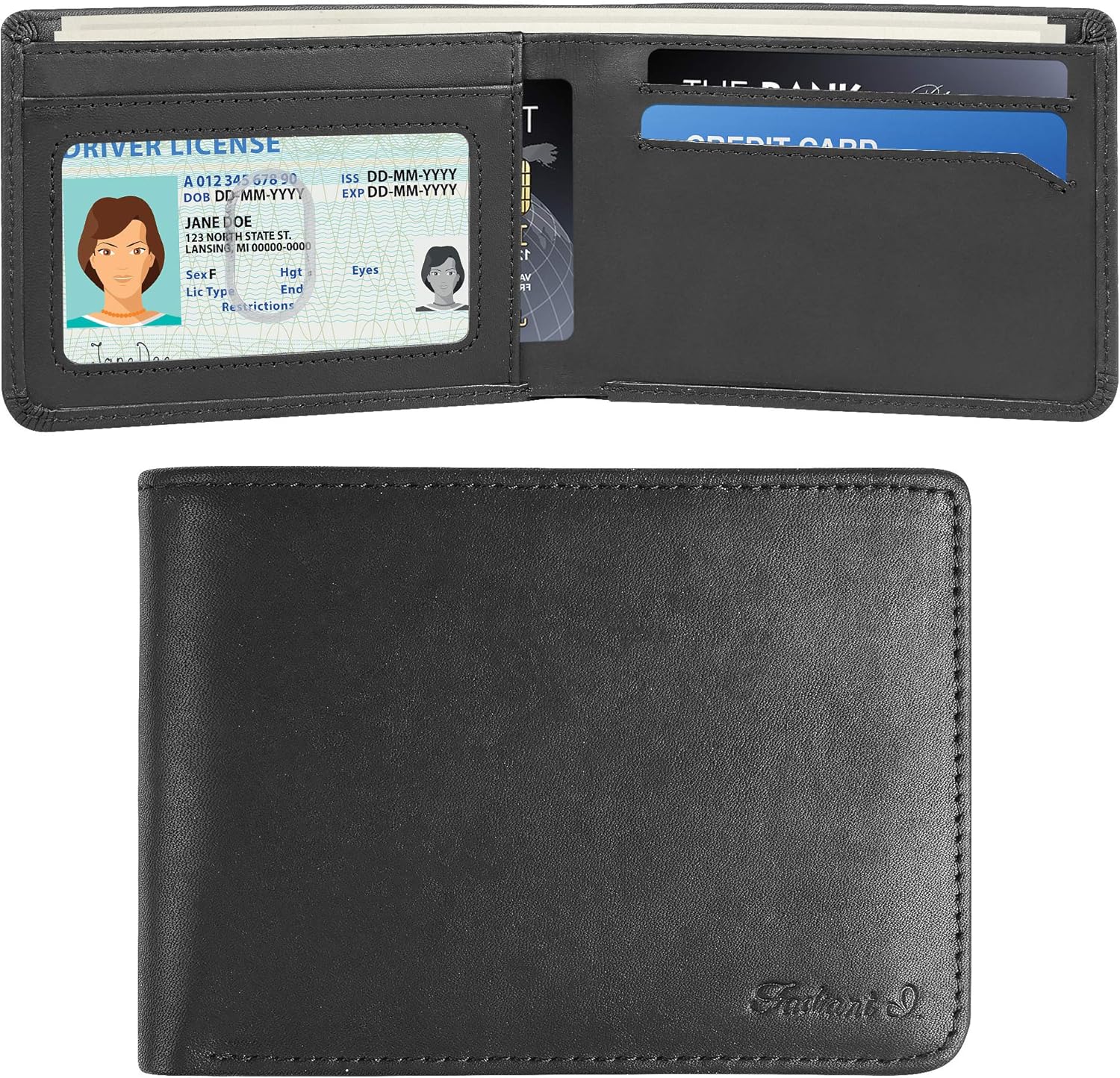 Fadiant I Slim Wallet for Men -Thin Bifold Genuine Leather RFID Blocking Minimalist Stylish Front Pocket Mens Wallets (A. Charcoal black-ID) - Image 2